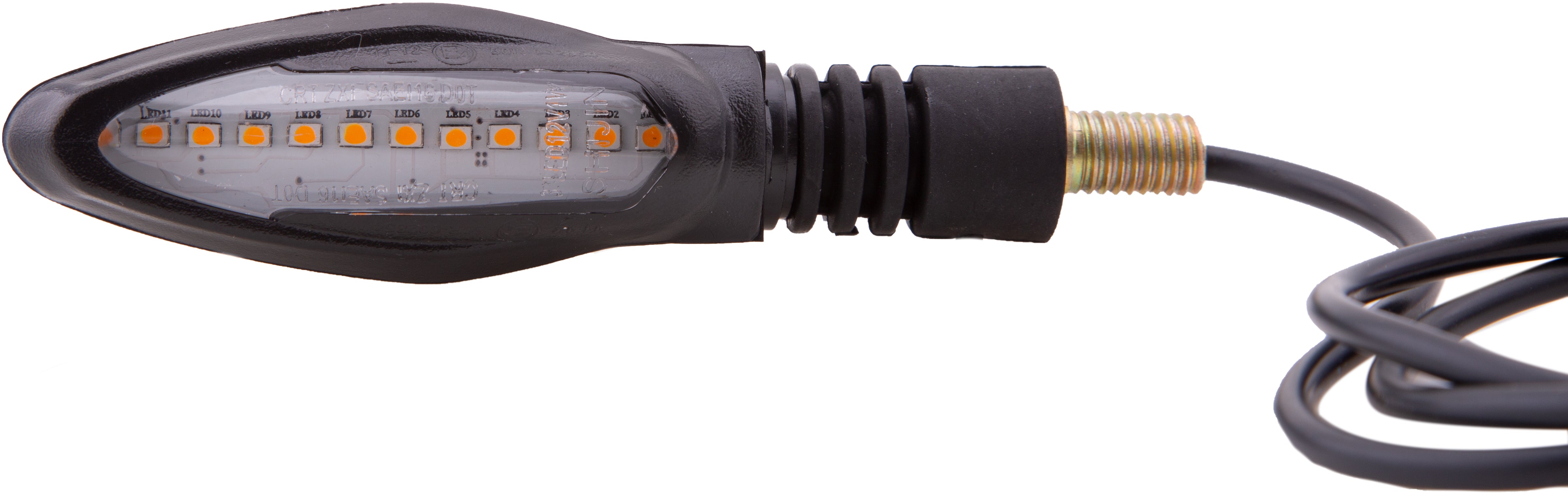 LED Blinker vorne - Passende Blinkeinheit für den Vorderbereich Kompatibel mit dem Modell SXT Grizzy Ausgangsspannung: 12V Leistung: 1W Linke und rechte Seite sind separat bestellbar 2-polige Steckverbindung Maße (ohne Kabel): 130 x 30 x 35 mm (Länge x Br