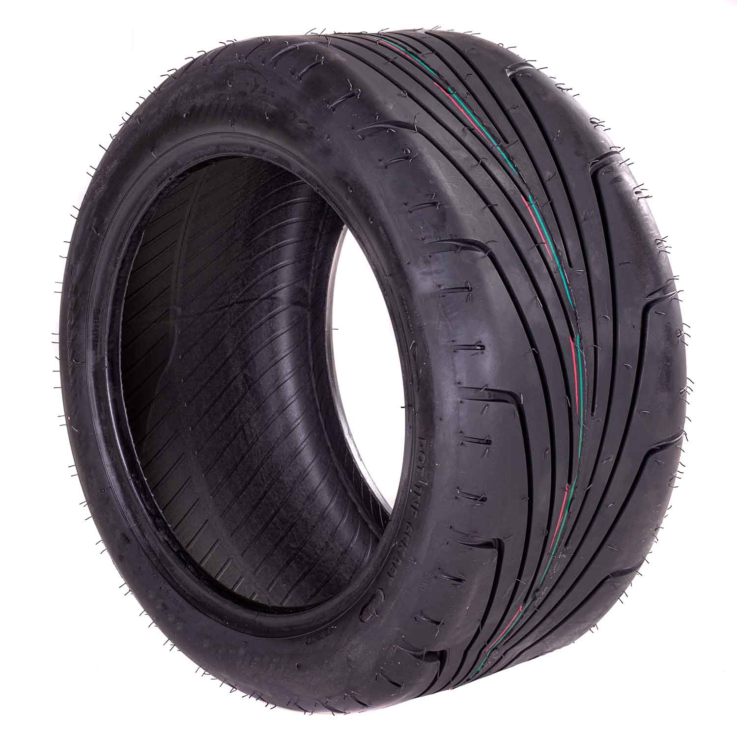 Reifen - Vorder und Hinterreifen mit Profil für das Modell SXT Grizzy Vorderreifengröße (SP1228.1): 165/45-12 Hinterreifengröße (SP1228.2): 215/40-12 Marke: TNT® Tubeless (Schlauchlos) - von SXT-Scooters