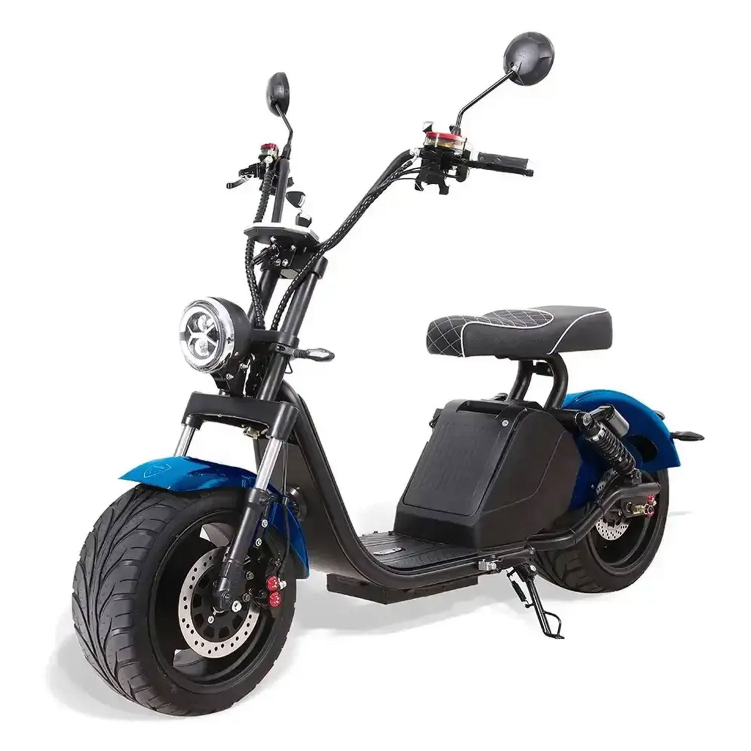 Chopper S PRO E-Chopper - Motorleistung 2000W, max. Geschwindigkeit 45 km/h Reichweite bis zu 90 km Inkl. Handyhalterung und USB Ladebuchse Integrierter Bluetooth Lautsprecher EU weit straßenzugelassen nach L1e (45 km/h) - von SXT-Scooters