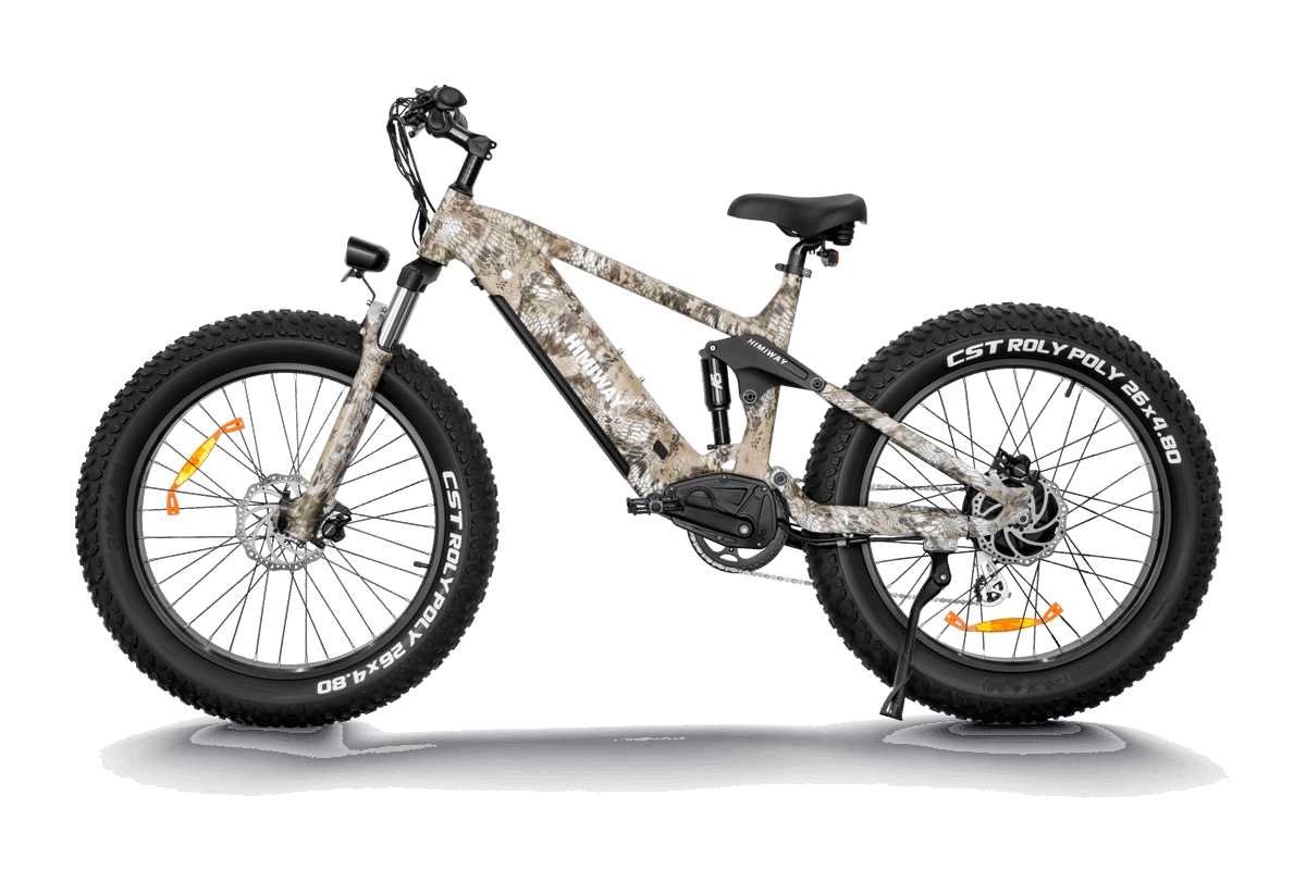 D7 Cobra Fully E-Mountainbike - Leistungsstarke Vollfederung – Komfortable Fahrten auf unebenem Gelände. 26" x 4.8" Superbreitreifen – Exzellenter Grip und Stabilität auf allen Untergründen. Lange Akkulaufzeit – Weite Strecken ohne häufiges Aufladen. Hohe