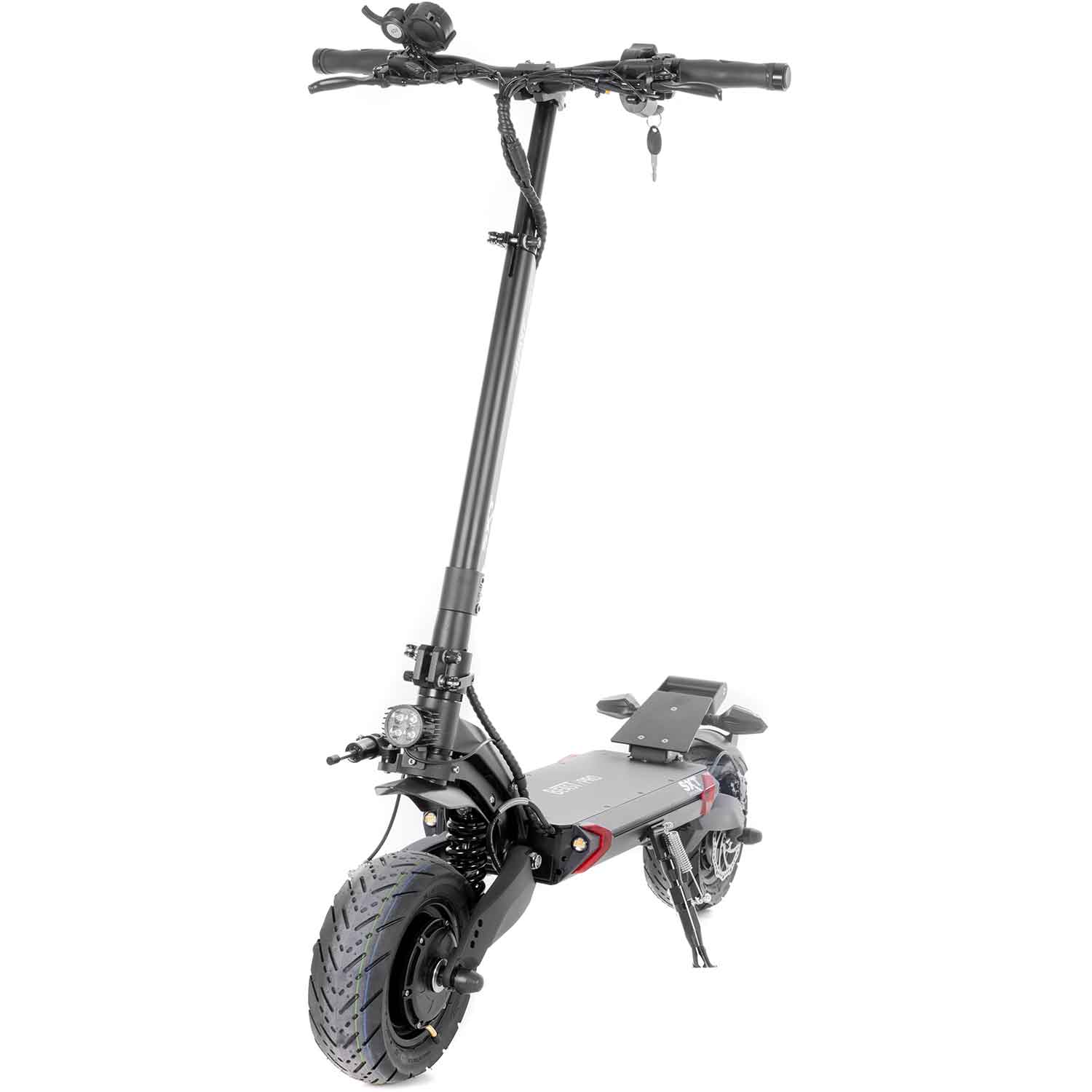 Beast Pro E-Scooter - 4.800 W max. Motorleistung hydraulische, einstellbare Stoßdämpfer vorne & hinten Lenkungsdämpfer an der Vorderachse 60V Lithiumakku mit einer Kapazität von 28.8 Ah Allradantrieb ACHTUNG!!! Das Modell ist im Bereich der StVZO nicht zu