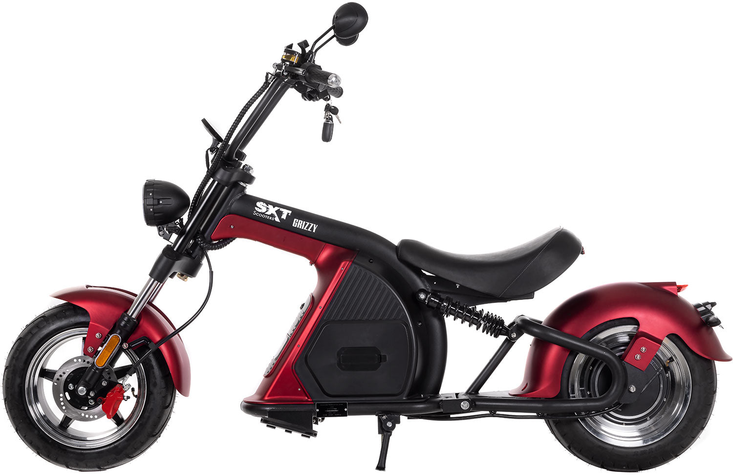 Grizzy E-Chooper - Kraftvoller 2700 W Motor: Bietet starke Beschleunigung und meistert mühelos auch steile Straßen. Hohe Reichweite von bis zu 70 km: Ideal für längere Fahrten ohne Zwischenladung. Herausnehmbarer Akku: Ermöglicht einfaches Aufladen zu Hau