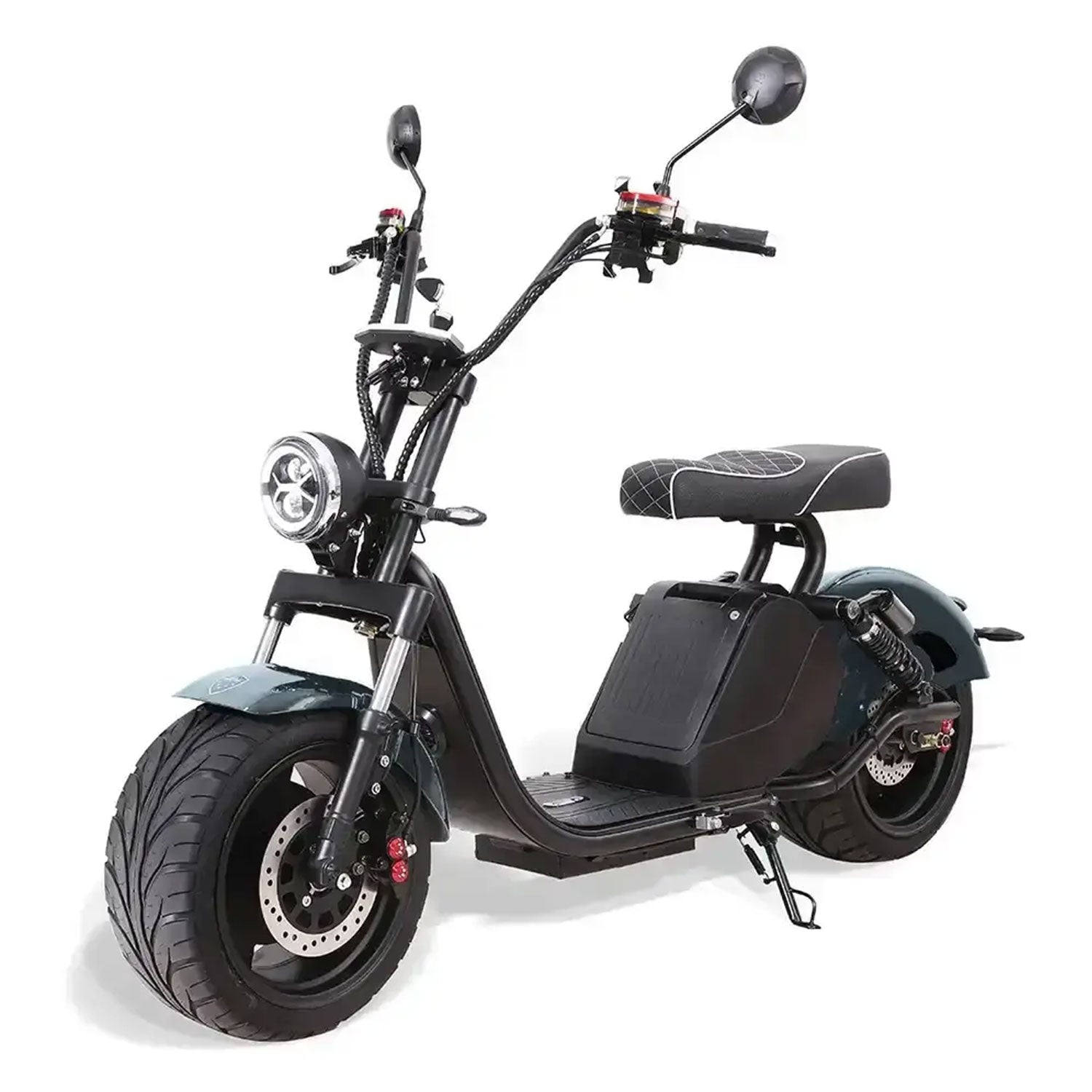 Chopper S PRO E-Chopper - Motorleistung 2000W, max. Geschwindigkeit 45 km/h Reichweite bis zu 90 km Inkl. Handyhalterung und USB Ladebuchse Integrierter Bluetooth Lautsprecher EU weit straßenzugelassen nach L1e (45 km/h) - von SXT-Scooters