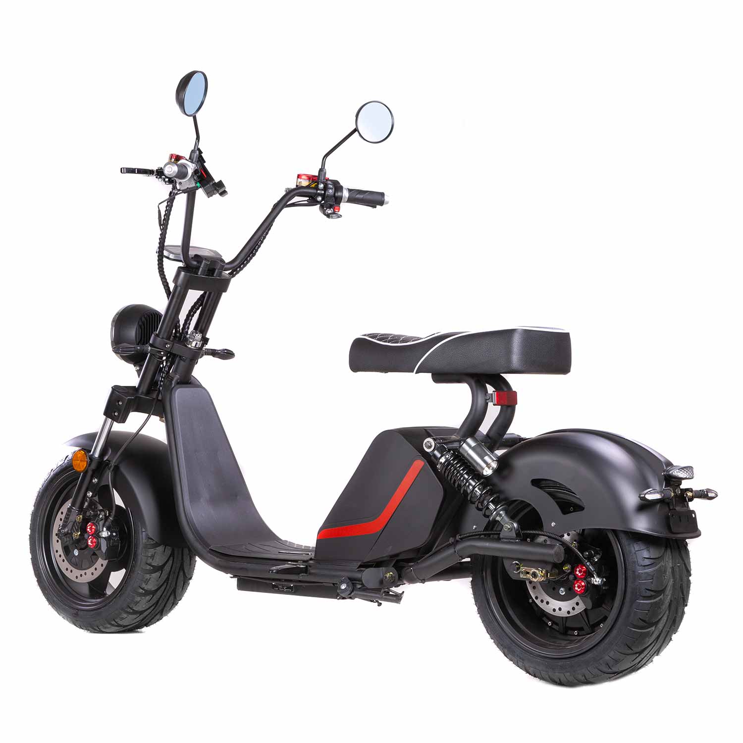 Chopper S PRO E-Chopper - Motorleistung 2000W, max. Geschwindigkeit 45 km/h Reichweite bis zu 90 km Inkl. Handyhalterung und USB Ladebuchse Integrierter Bluetooth Lautsprecher EU weit straßenzugelassen nach L1e (45 km/h) - von SXT-Scooters