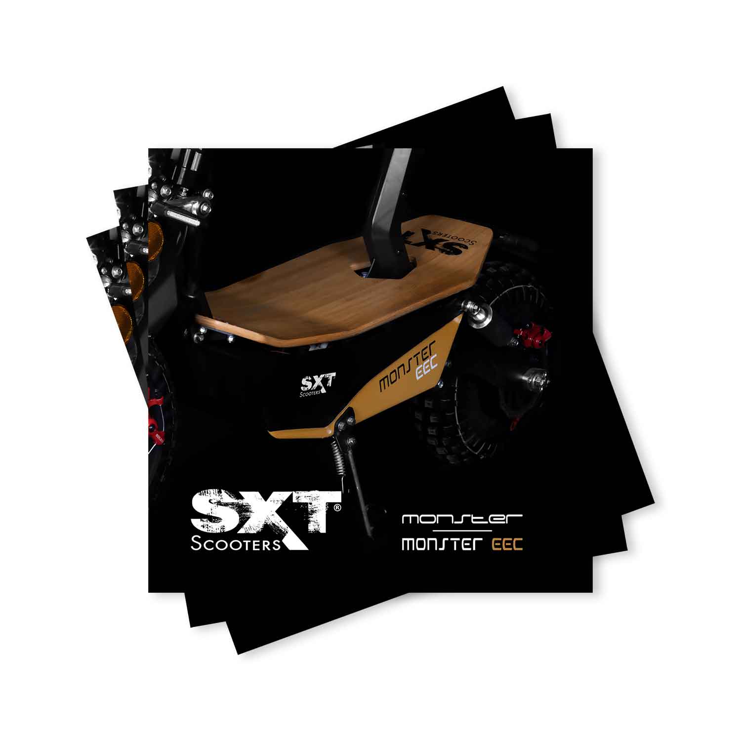SXT Monster EEC Werbebroschüre (10er Pack) - Hochwertige Werbebroschüre für das Modell SXT Monster EEC 20-seitiger Produktkatalog Maße: 210 x 210 mm - von SXT-Scooters