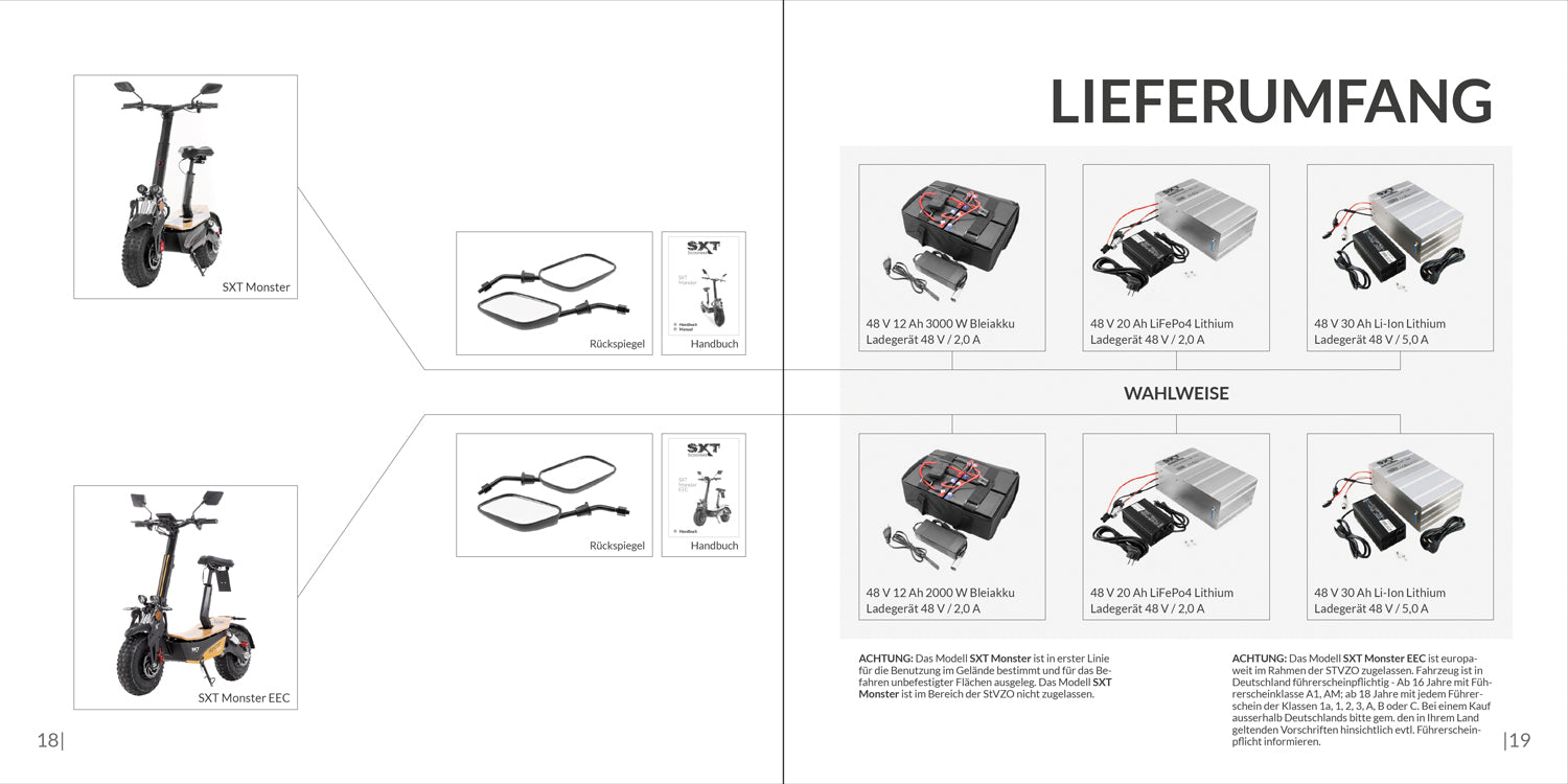 SXT Monster EEC Werbebroschüre (10er Pack) - Hochwertige Werbebroschüre für das Modell SXT Monster EEC 20-seitiger Produktkatalog Maße: 210 x 210 mm - von SXT-Scooters