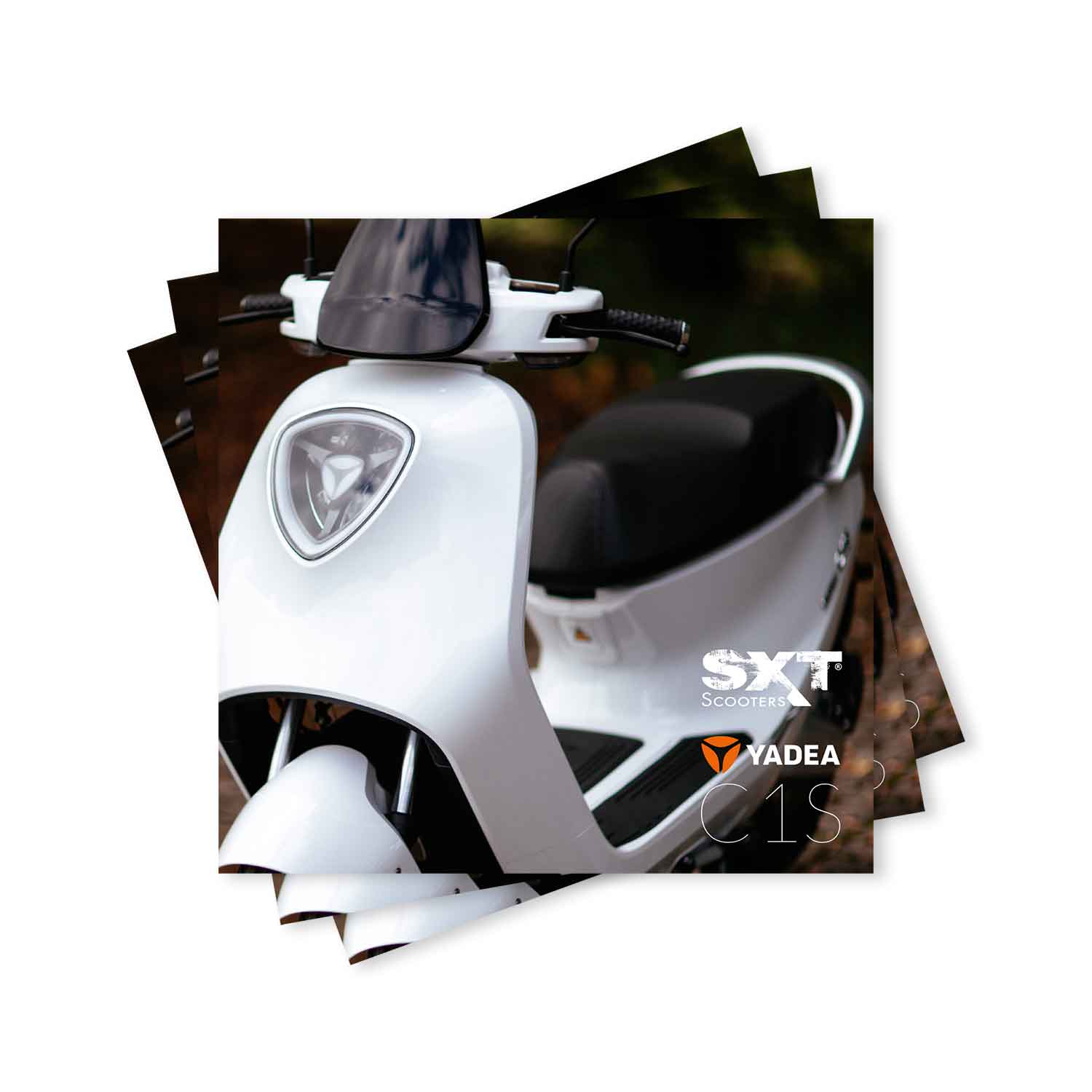 Yadea C1S Werbebroschüre (10er Pack) - Hochwertige Werbebroschüre für das Modell Yadea C1S 12-seitiger Produktkatalog Maße: 210 x 210 mm - von SXT-Scooters