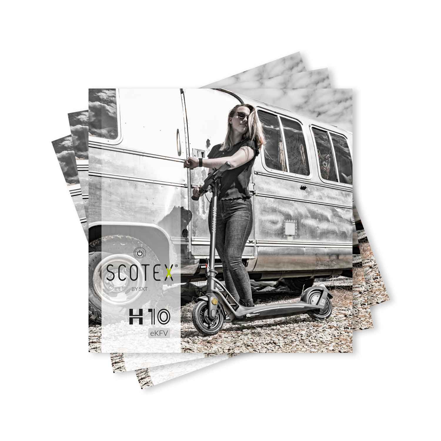 SCOTEX H10 Werbebroschüre (10er Pack) - Hochwertige Werbebroschüre für das Modell SCOTEX H10 12-seitiger Produktkatalog Maße: 210 x 210 mm - von SXT-Scooters