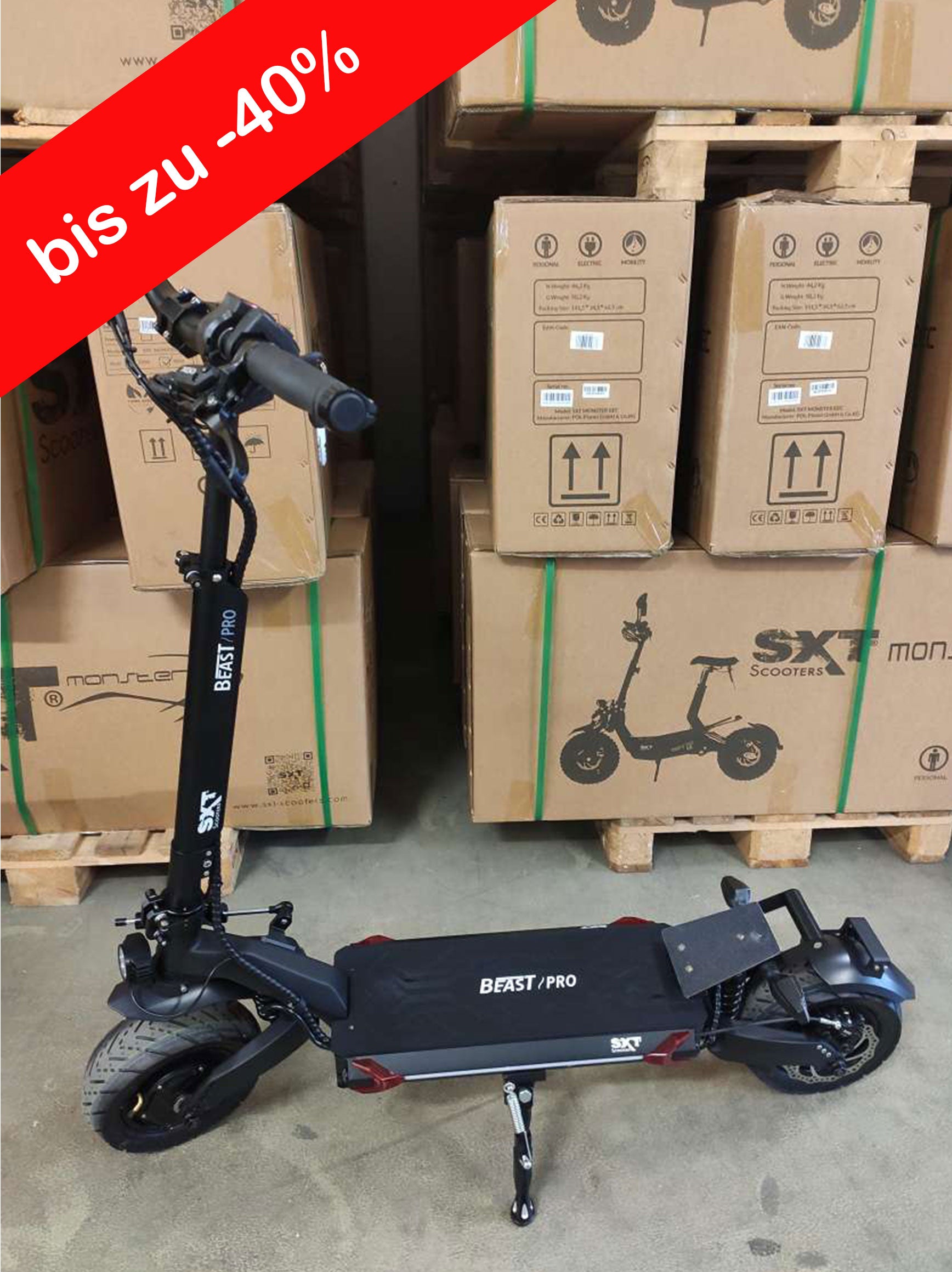 GEBRAUCHT - SXT Beast PRO - Der Scooter stammt aus einer Kundenrücksendung und befindet sich in einem guten technischen und optischen Zustand. Ein Resultat konsequenter Weiterentwicklung – der SXT BEAST PRO! In der Klasse der High Performance Elektroscoot