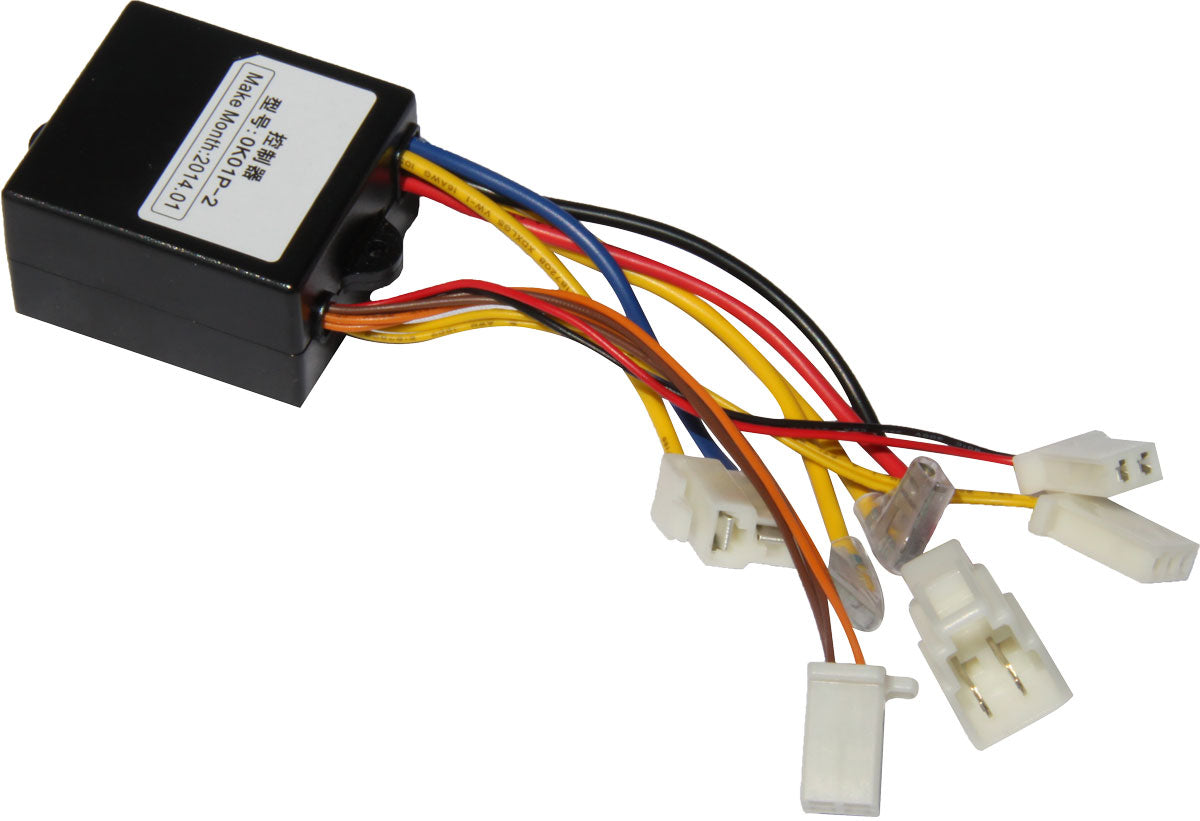 Steuergerät 24V / 100 Watt - elektronisches Steuergerät 24 Volt Betriebsspannung 100 Watt Maße: 5,2 x 4,7 x 3,2 cm Anschlußkabel: Motor, Batterie, Brake, Charger Port, Switch, Throttle. für alte Version mit Kickstartfunktion - von SXT-Scooters