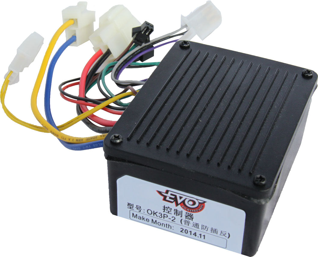 Steuergerät 24V / 300 Watt - elektronisches Steuergerät 24 Volt Betriebsspannung 300 Watt Maße: 9 x 7 x 4 cm Anschlußkabel: Motor, Batterie, Brake Wire, Charger Port, Indicator, Power Switch, Throttle. - von SXT-Scooters