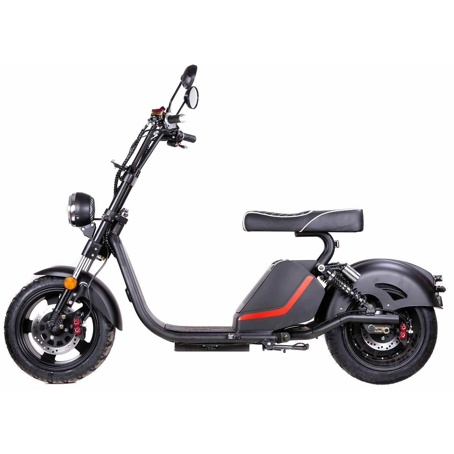 Chopper S PRO E-Chopper - Motorleistung 2000W, max. Geschwindigkeit 45 km/h Reichweite bis zu 90 km Inkl. Handyhalterung und USB Ladebuchse Integrierter Bluetooth Lautsprecher EU weit straßenzugelassen nach L1e (45 km/h) - von SXT-Scooters
