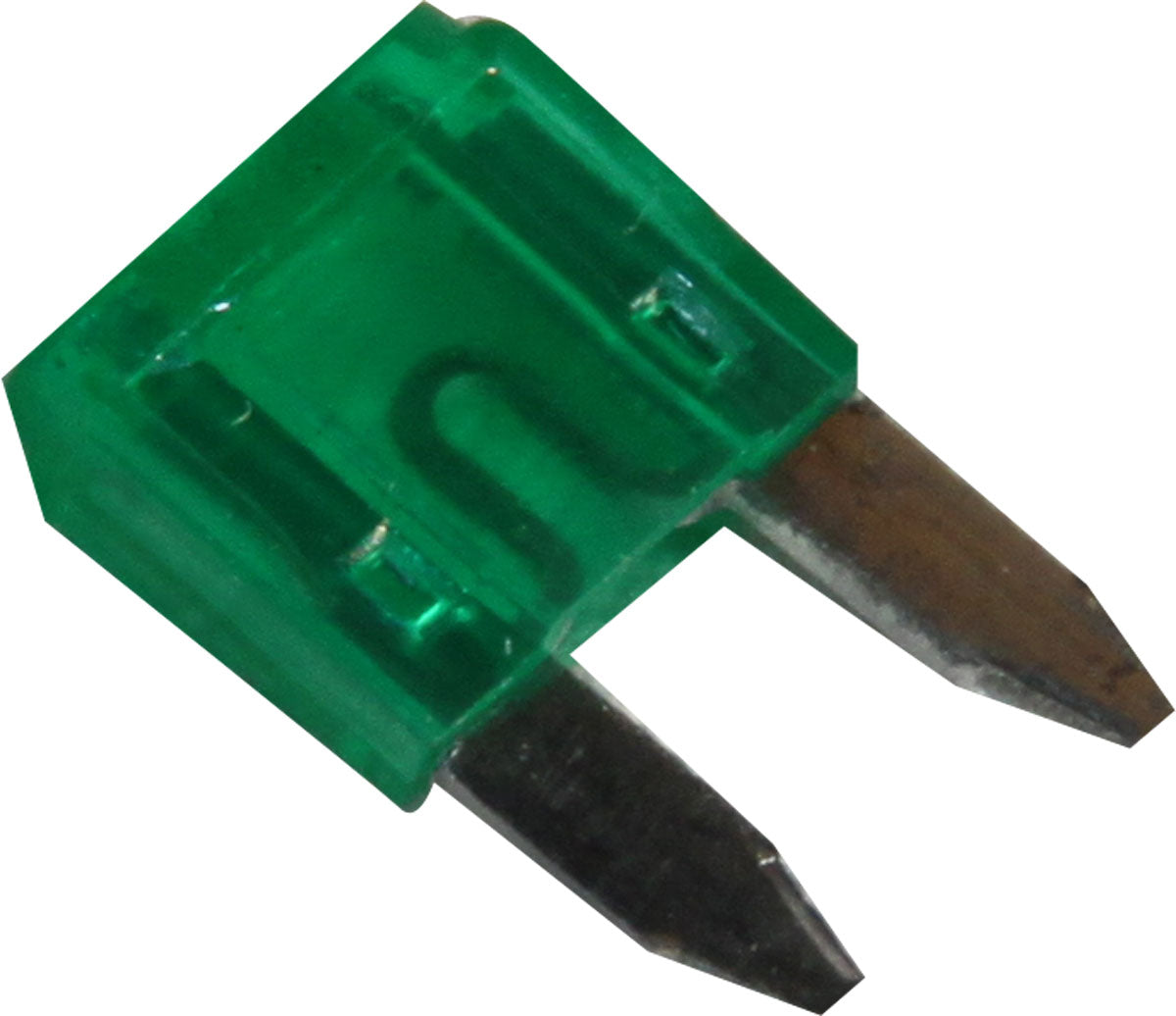 Flachsicherung 30A Mini ATC - Flachsicherung 30A Typ Mini ATC Lieferumfang ist ein Stück Länge: 11,2mm breite: 4mm Höhe (mit Kontaktstreifen): 16,2mm davon Streifenlänge: 7,5mm Streifenbreite: 2,8mm Streifenabstand: 7,8mm - von SXT-Scooters