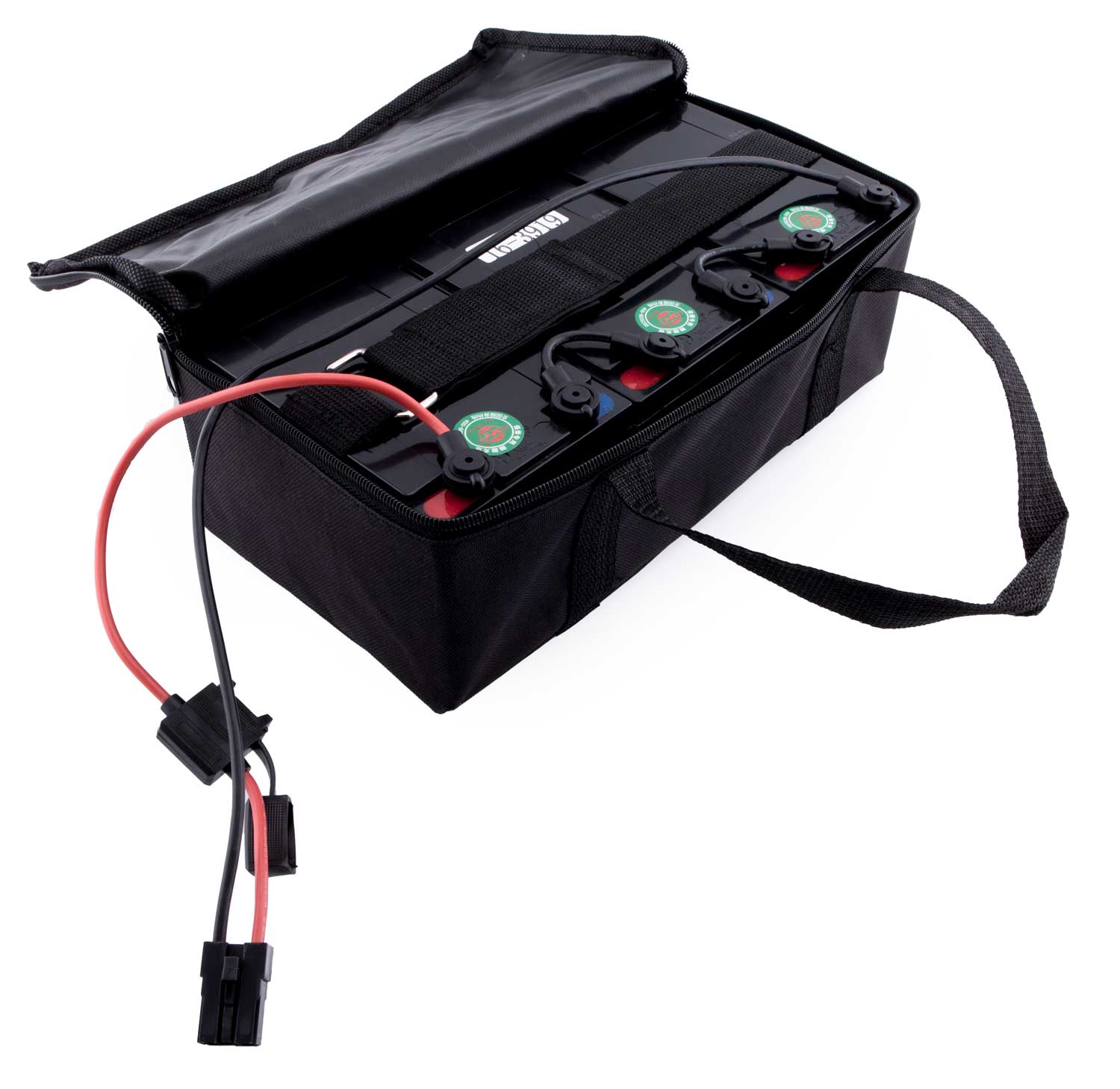 Batterie, Bleiakku 36V 12Ah - Blei Batterie Betriebsspannung 36 Volt 12Ah bestehend aus 3 x 12V Blocks 36V x 12 Ah = 432 Wh Akkukapazität. inkl. Tragetasche Abmessungen 305 x 155 x 105mm zyklenfest inkl. Verkabelung. ACHTUNG! Ohne Flachstecksicherung (mus