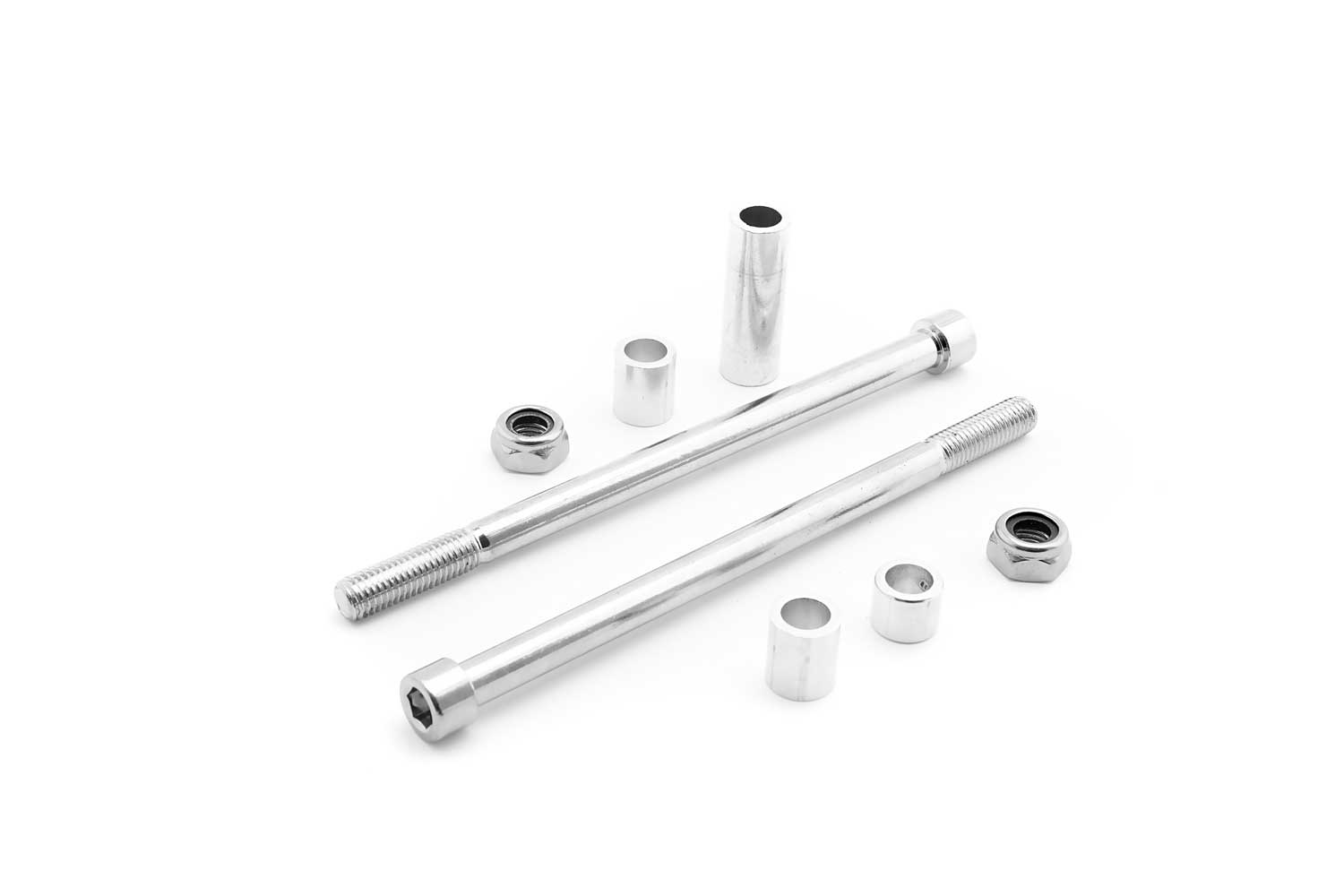 Achse Set - vorne & hinten - Achse Set vorne & hinten Geeignet für die Modelle SXT 500EEC und SXT 1000 Turbo Achsenlänge 170 mm inkl. Muttern und Distanzhülsen - von SXT-Scooters