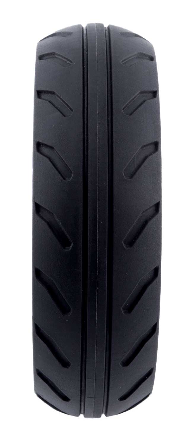 Hinterrad mit Felge - druckloser Vollgummireifen keine Reifenschäden und Plattfüße durch Nägel oder sonstige Beschädigungen Reifengröße 5,5 Zoll Reifenbreite ca. 4 cm Naben-Innendurchmesser ca. 9 mm schlauchlos inkl. Kugellager in der Felge - von SXT-Scoo