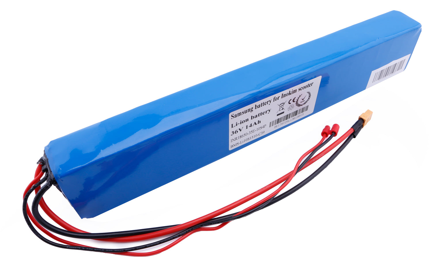 Li-Ion Akku 36V / 14Ah - Li-Akku-Zellen von Samsung Leistung: 36V / 14Ah Passend für das Modell SXT Buddy Maße: 38,0 x 6,7 x 3,8 cm (Länge x Breite x Höhe) Inkl. Verkabelung und Anschlüsse - von SXT-Scooters