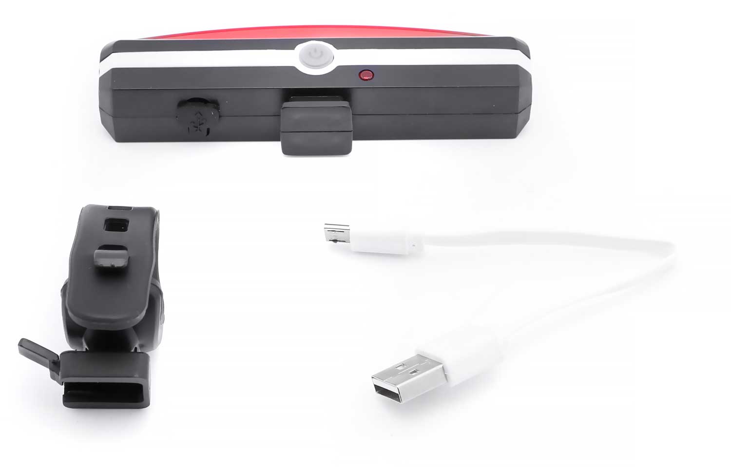 Rücklicht - Rücklicht Rot passend zu SXT Velox wiederaufladbare Lithium-Polymer Batterie (3.7V 500mAh) kann am PC oder Ladegerät aufgeladen werden inkl. Ladekabel und Gummihalterung kann an der Sattelstange befestigt werden die Stärke des Lichtes kann in