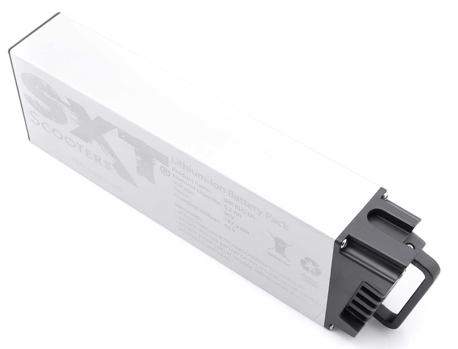Lithium-Ion Akku 36V 5.2 Ah - Lithium-Ion Akkupack Kapazität 5.2 Ah Spannung 36V hochwertiges Aluminium Gehäuse Maße: H: 25-27cm B: 8cm T: 4,5cm - von SXT-Scooters