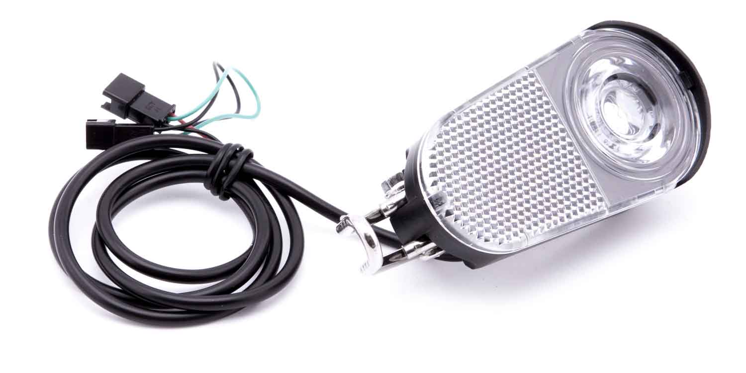 Vorderlicht - LED Vorderlicht 12V Betriebsspannung 120 lm Farbe schwarz Maße: 9,10 x 4,90 x 2,80 cm (HxBxT) inkl. Metallhalterung & intigriertem Reflektor - von SXT-Scooters