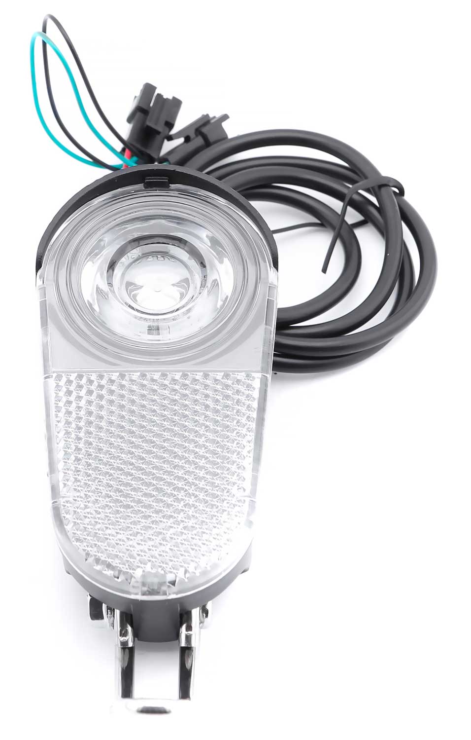 Vorderlicht - LED Vorderlicht 12V Betriebsspannung 120 lm Farbe schwarz Maße: 9,10 x 4,90 x 2,80 cm (HxBxT) inkl. Metallhalterung & intigriertem Reflektor - von SXT-Scooters