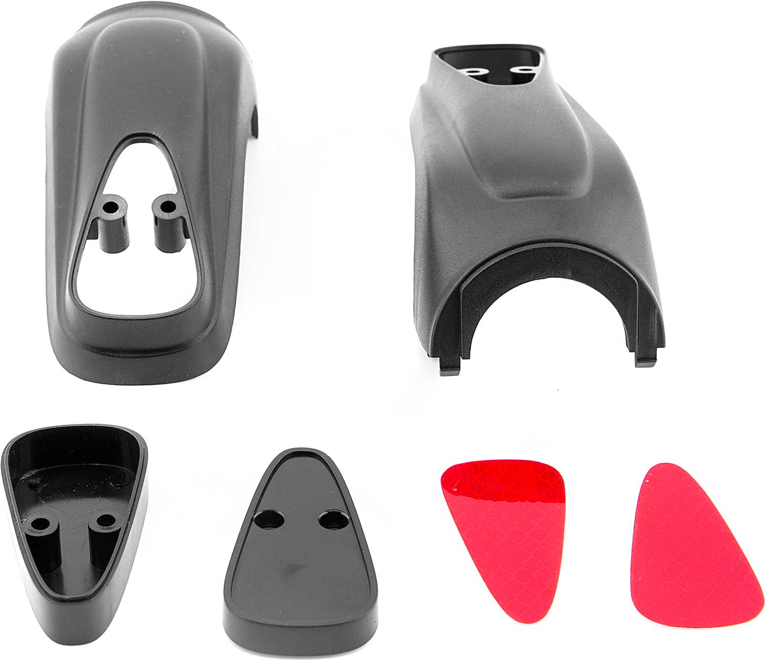 Seitliche Motorabdeckung (Set) - Passende Motorabdeckung für das Modell SXT Neo Set bestehend aus 6 Teilen Material: Kunststoff Farbton: Schwarz Länge: ca. 14 cm Durchmesser: ca. 4 cm - von SXT-Scooters