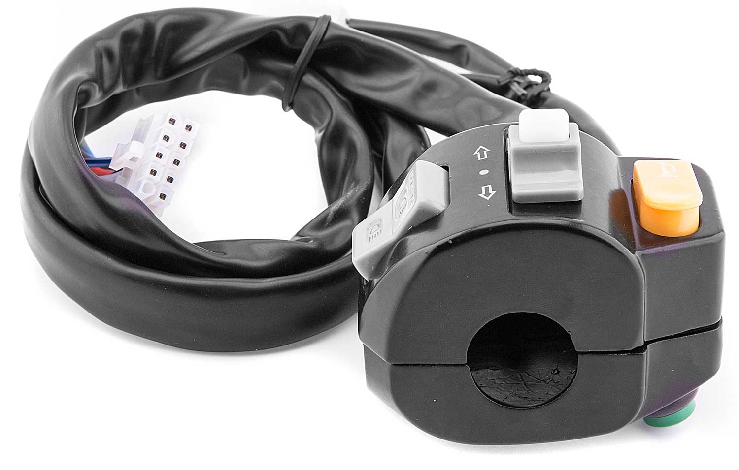 Schalter Hupe / Blinker - Bedienungseinheit für Hupe, Blinker und Licht Betriebsspannung: 72V 2-fache Verkabelung 9-polige und 4-polige Steckverbindung Maße: 7,5 cm x 4,3 cm x 5,5 cm (Höhe x Breite x Tiefe) Mit dem Modell SXT Sonix kompatibel - von SXT-Sc