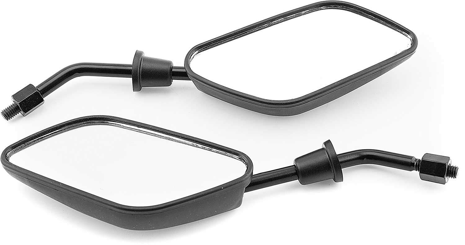 Rückspiegel SET - der Lieferumfang beinhaltet: 1x Rückspiegel SET (besteht aus einem linken und rechten Spiegel) Technische Daten: Gewindedurchmesser: 7,5 mm Gewindelänge: 22,0 mm weitere Informationen: sportliches Desgin in matt schwarz - von SXT-Scoote