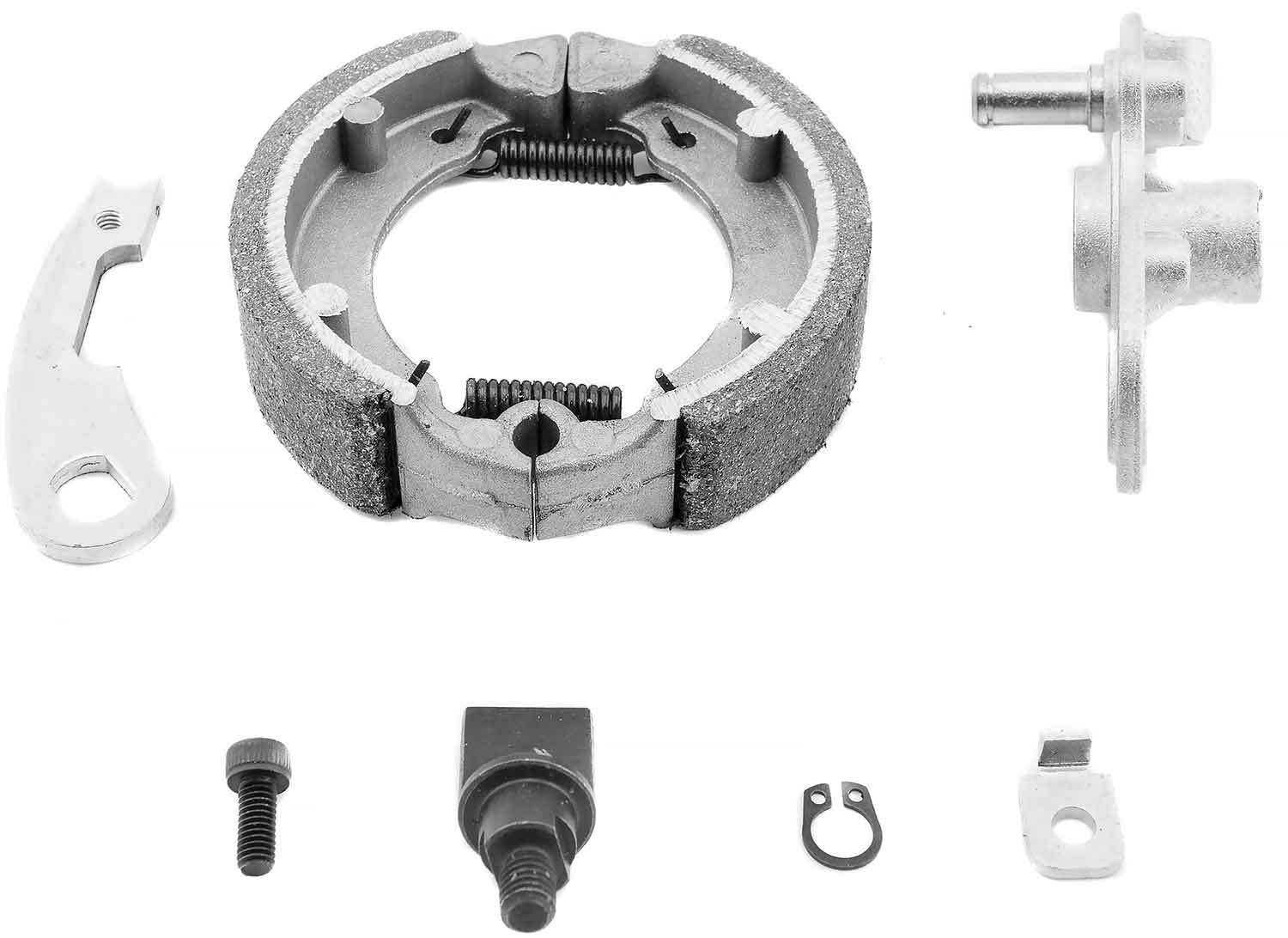 Trommelbremse Set (7-teilig) - Passende Trommelbremse für die Modelle SXT Light Plus V - eKFV und SXT Light GT Set bestehend aus: Trommelbremse Zwei Schrauben Fixierungsstück Klemme mit Fixierung Außendurchmesser: 7,6 cm - von SXT-Scooters