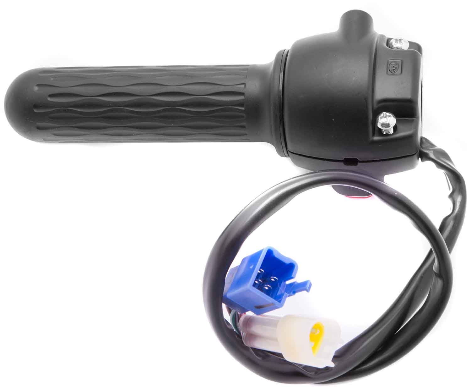 Gasgriff 48V - Passender Gasgriff für das Modell SXT Gekko V3 Betriebsspannung: 48V Gang- und Lichtschaltung 3- und 6-polige Steckverbindung Länge (ohne Kabel): 18,5 cm - von SXT-Scooters