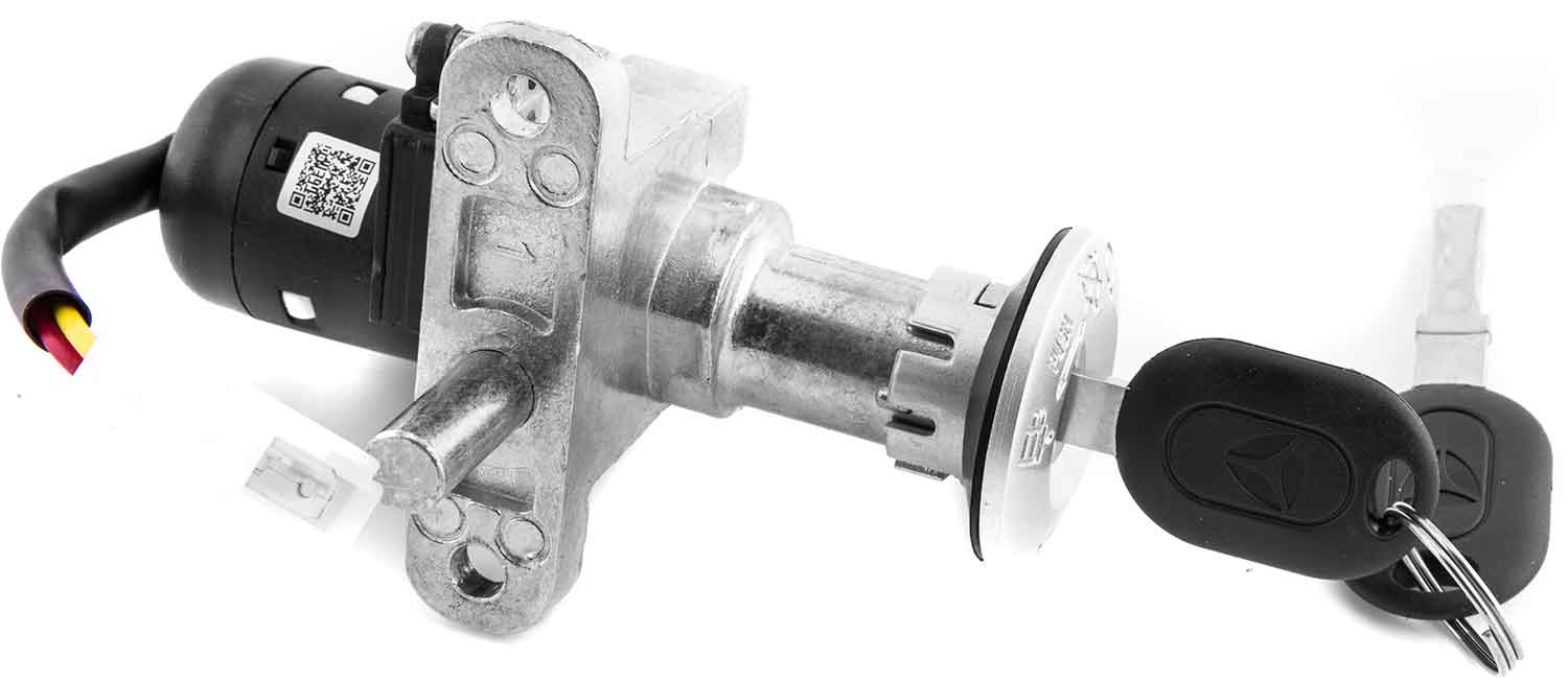 Zündschloss mit Schlüssel - Passendes Zündschloss für das Modell SXT Gekko V3 Inkl. Ersatzschlüssel 2-polige Steckverbindung Durchmesser: 4,4 cm - von SXT-Scooters