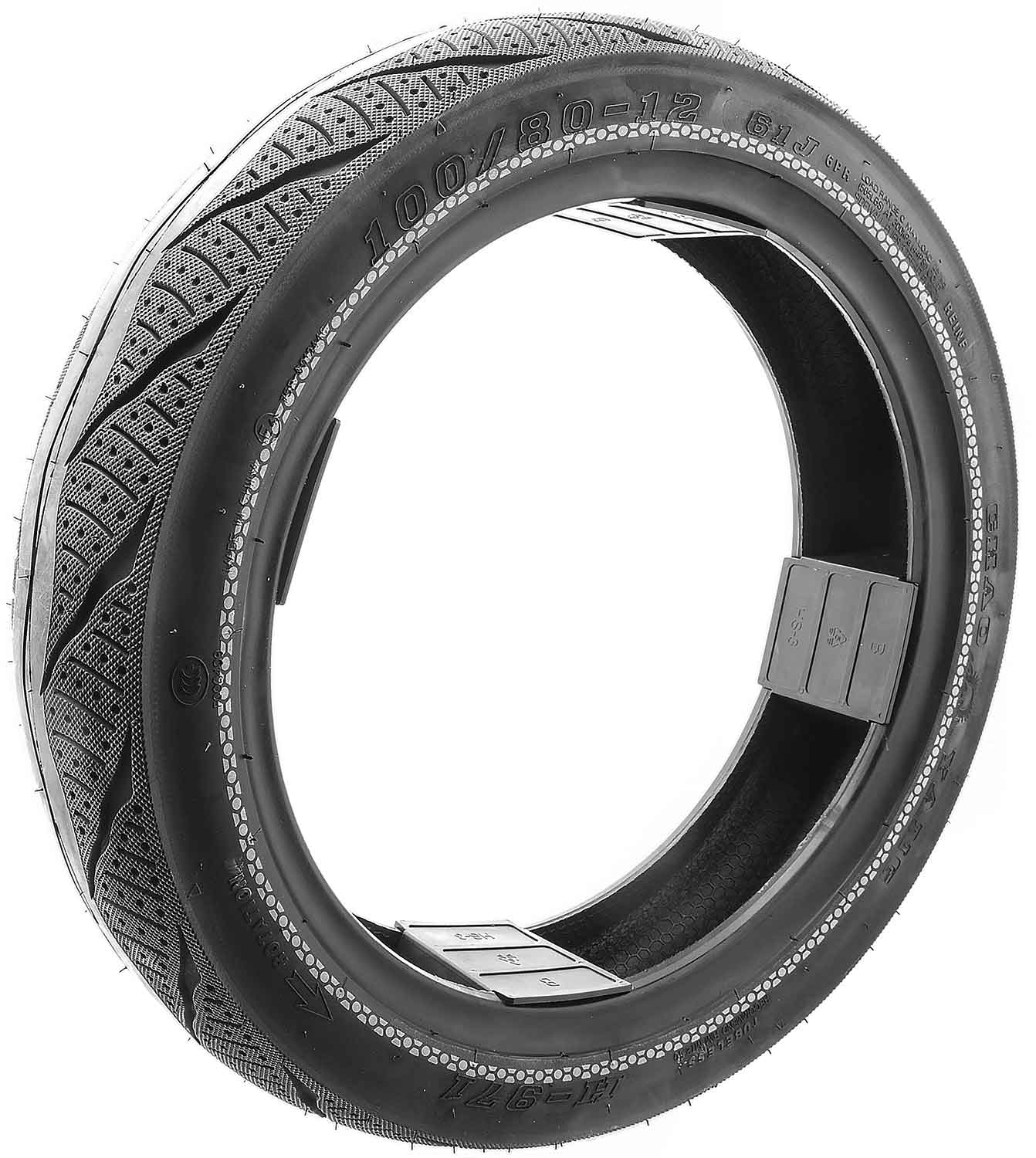 Reifen für Hinterrad mit Strassenprofil 100 / 80 - 12 ( H - 971 ) - passender Hinterreifen für die Modelle SXT Z3 und SXT Raptor V3 schlauchlos Größe: 100 / 80 - 12 ( H - 971 ) - von SXT-Scooters