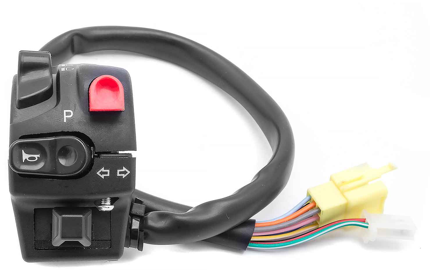 Bedienelement linke Seite - passendes linkes Bedienelement für das Modell SXT Z3 Betriebsspannung: 60V Beinhaltet Schalter: Abblendlicht / Fernlicht, Lichthupe, Warnblinker, Hupe, Blinker Kabellänge: 44 cm - von SXT-Scooters