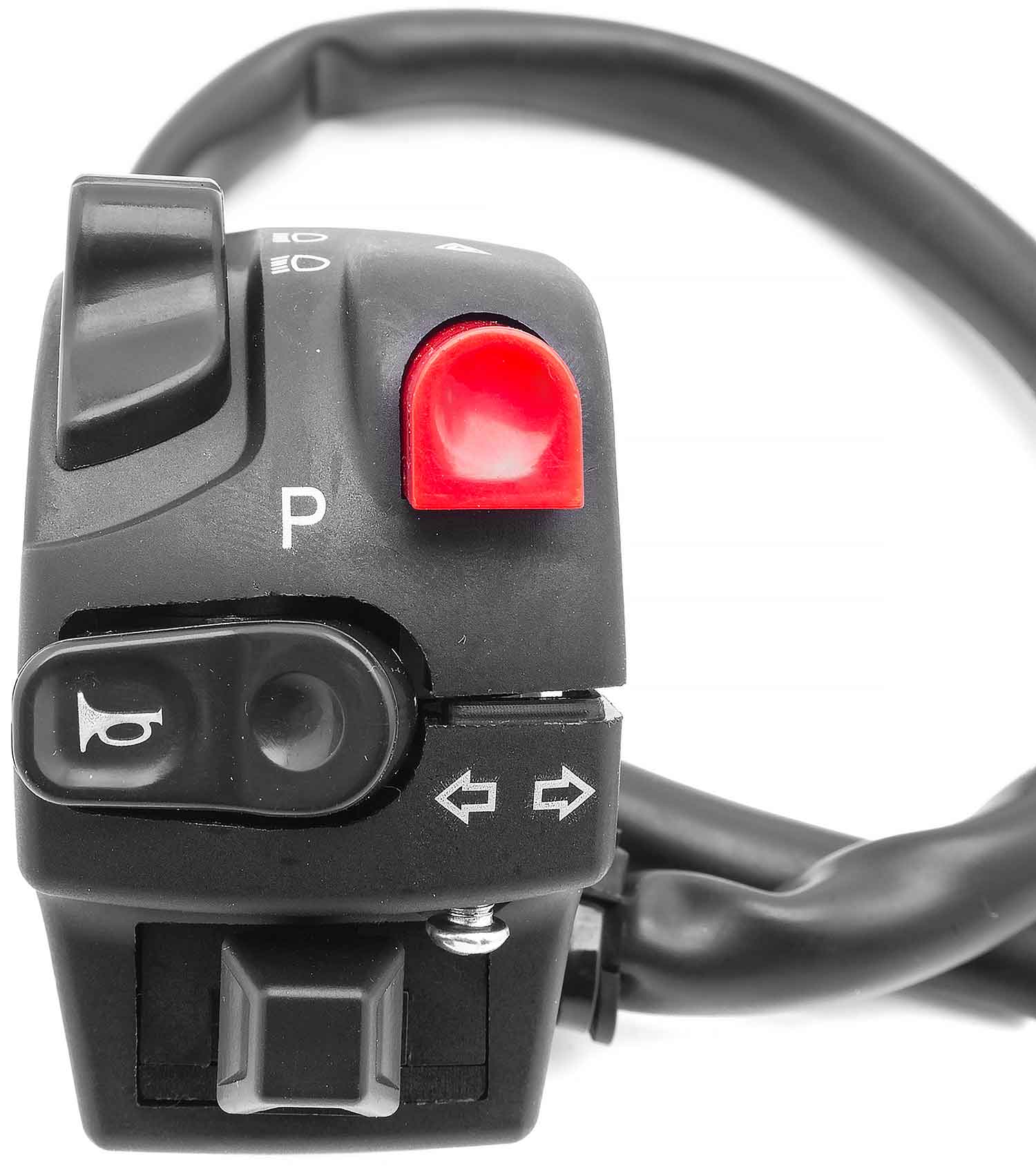 Bedienelement linke Seite - passendes linkes Bedienelement für das Modell SXT Z3 Betriebsspannung: 60V Beinhaltet Schalter: Abblendlicht / Fernlicht, Lichthupe, Warnblinker, Hupe, Blinker Kabellänge: 44 cm - von SXT-Scooters