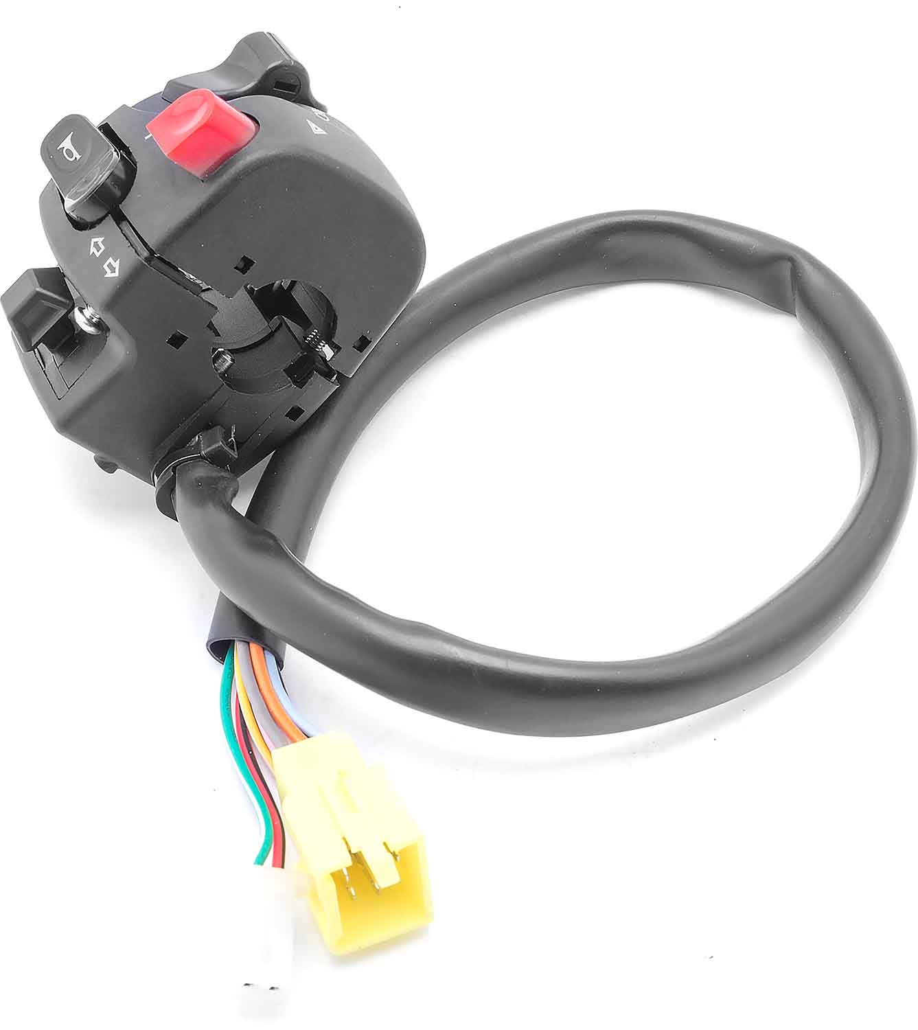 Bedienelement linke Seite - passendes linkes Bedienelement für das Modell SXT Z3 Betriebsspannung: 60V Beinhaltet Schalter: Abblendlicht / Fernlicht, Lichthupe, Warnblinker, Hupe, Blinker Kabellänge: 44 cm - von SXT-Scooters