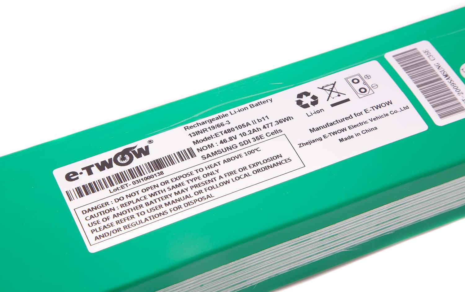 Lithium-Ionen-Akku 46,8V / 10,2Ah - Passender Lithium-Ionen-Akku für das Modell SXT Light GT Mit verbauten Samsung Lithium-Zellen Spannung: 46,8V Kapazität: 10,2Ah (477,36Wh) 2-polige Steckverbindung Maße: 41,4 x 7,1 x 4,0 cm (Länge x Breite x Höhe) - von