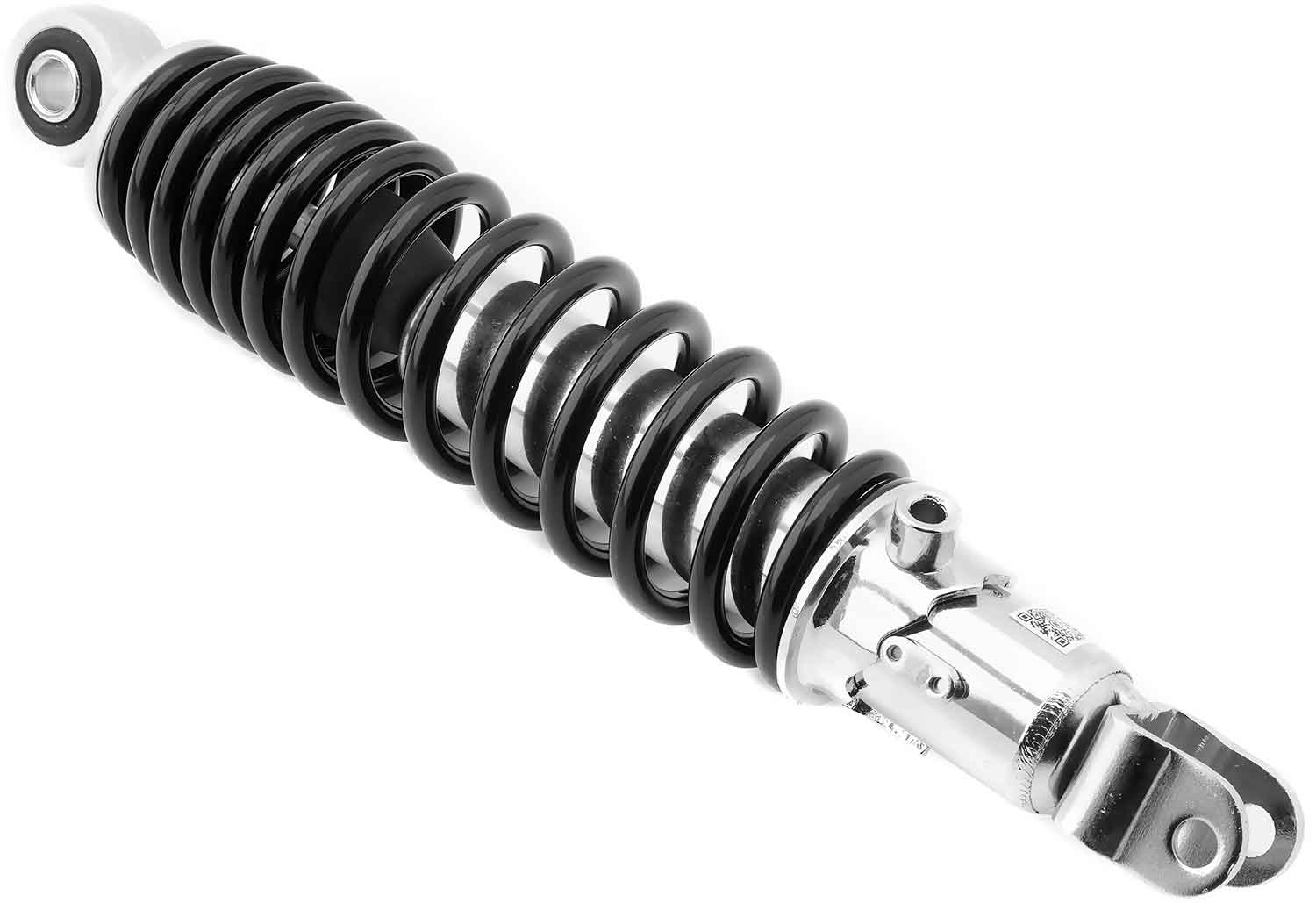 Stoßdämpfer hinten - Hinterer Stoßdämpfer für das Modell SXT Yadea G5 Kann für die linke oder rechte Seite verwendet werden Material: Aluminium / Stahl Farbton: Silber / Schwarz Länge: 320 mm Durchmesser: Ø 53 mm - von SXT-Scooters