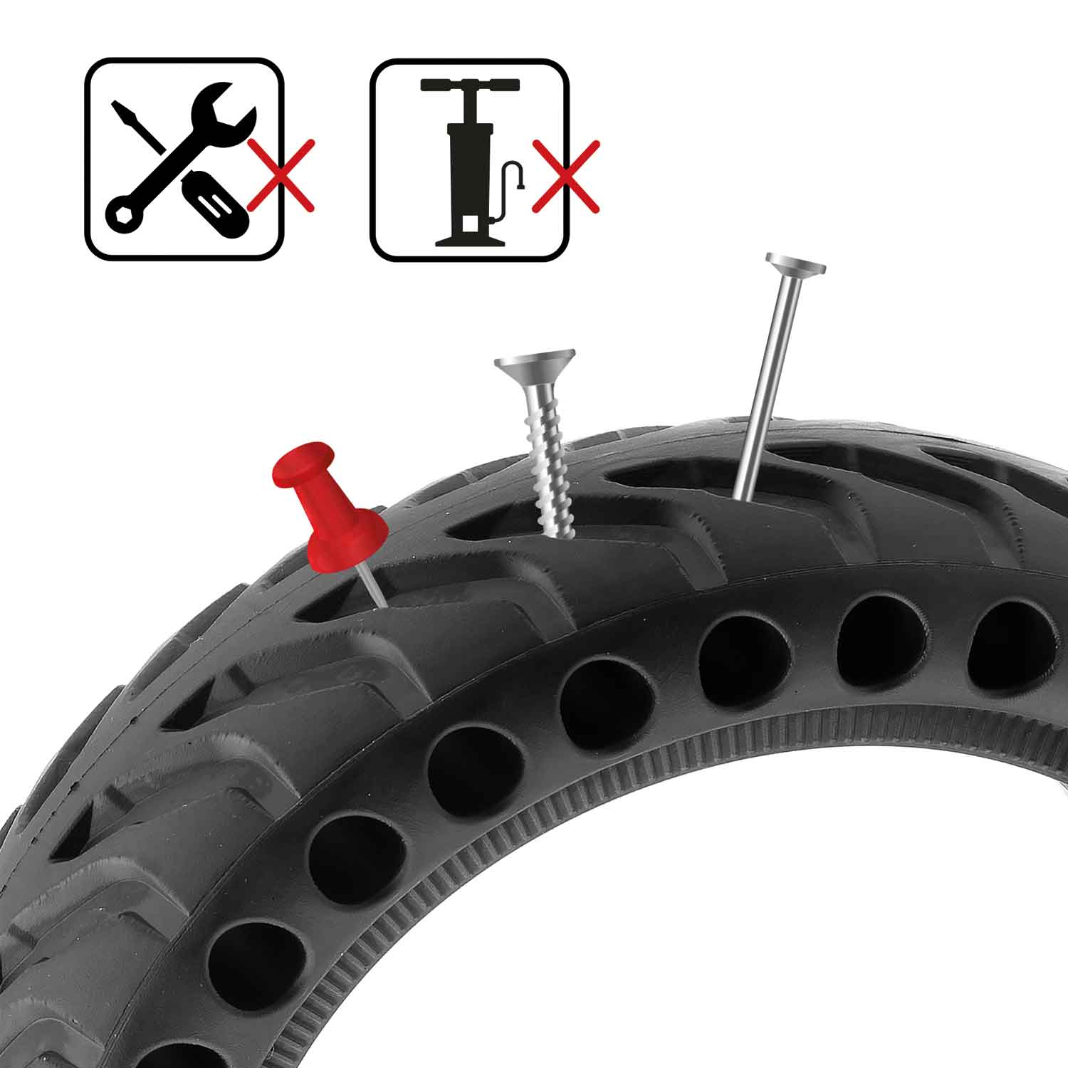 Honeycomb Reifen 8.5 x 2.0 - der Lieferumfang beinhaltet: 1x Honeycomb Reifen Technische Daten: Reifengröße: 8.5 x 2.0 | 34-19 Außendurchmesser: 208,0 mm Innendurchmesser: 155,0 mm Reifenbreite: 50,0 mm Breite Felgennut: 36,0 mm Tiefe Felgennut: 7,0 mm Ma