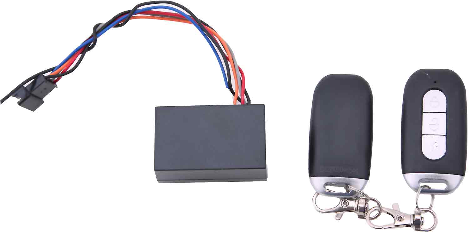 Alarmanlage mit Fernbedienung - Passende Alarmanlage mit Fernbedienung für das Modell SXT Grizzy Inkl. Ersatzfernbedienung 5-polige Steckverbindung Maße: 55 x 35 x 25 mm (Länge x Breite x Höhe) - von SXT-Scooters