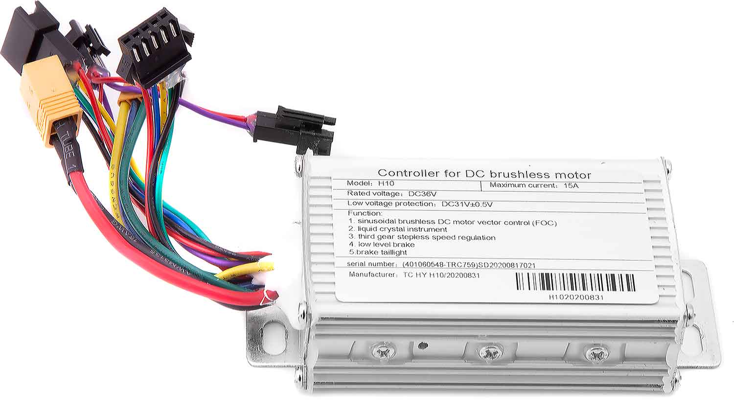 Steuergerät 36V 300W - Passendes Steuergerät für das Modell Scotex H10 ACHTUNG! Für den 36V 10Ah Li-Akku (Artikelnr.: SP1319) muss das entsprechende Steuergerät verwendet werden. Betriebsspannung: 36V DC Ausgangsspannung: 300W Maße (für 7,5Ah Li-Akku): 10