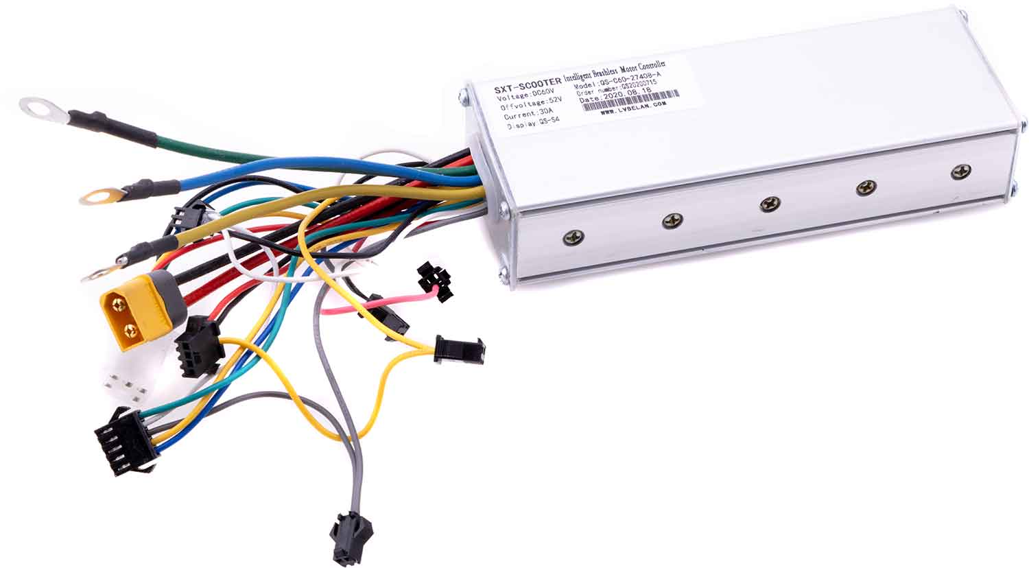 Steuergerät 60V / 1800W (August 2020) - Passendes Steuergerät für das Modell SXT Ultimate Pro+ Master- und Slave-Steuergrät separat bestellbar ACHTUNG! Erst ab Charge August 2020 verwendbar Betriebsspannung: DC 60V Leistung: 1800W Maße: 146 x 52 x 30 mm (