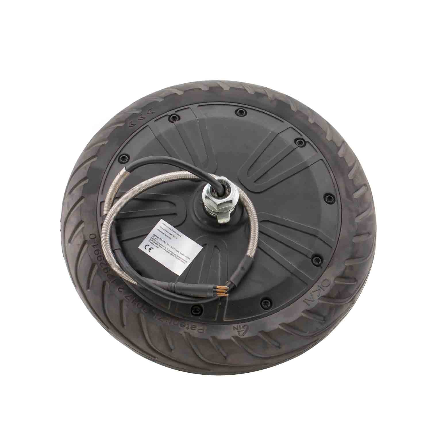 Nabenmotor 36V / 350W - Passender Nabenmotor mit Reifen für das Modell SXT TITO Betriebsspannung: 36V Ausgangsleistung: 350W 9-polige Steckverbinung Durchmesser (ohne Reifen): Ø 185 mm Durchmesser (mit Reifen): Ø 240 mm - von SXT-Scooters