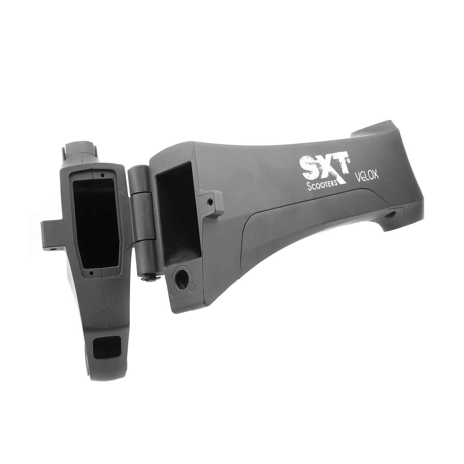 Rahmen / Fahrgestell (mit Logo) - Passendes klappbares Fahrgestell für das Modell SXT Velox Ohne Klappmechanismus In den Farbvariationen schwarz und weiß bestellbar Maße: 640 x 100 x 320 mm (Länge x Breite x Höhe) - von SXT-Scooters