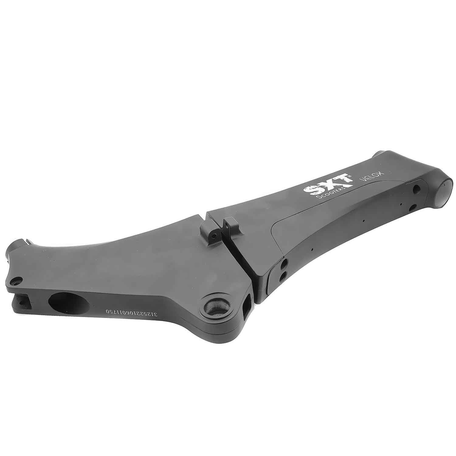 Rahmen / Fahrgestell (mit Logo) - Passendes klappbares Fahrgestell für das Modell SXT Velox Ohne Klappmechanismus In den Farbvariationen schwarz und weiß bestellbar Maße: 640 x 100 x 320 mm (Länge x Breite x Höhe) - von SXT-Scooters