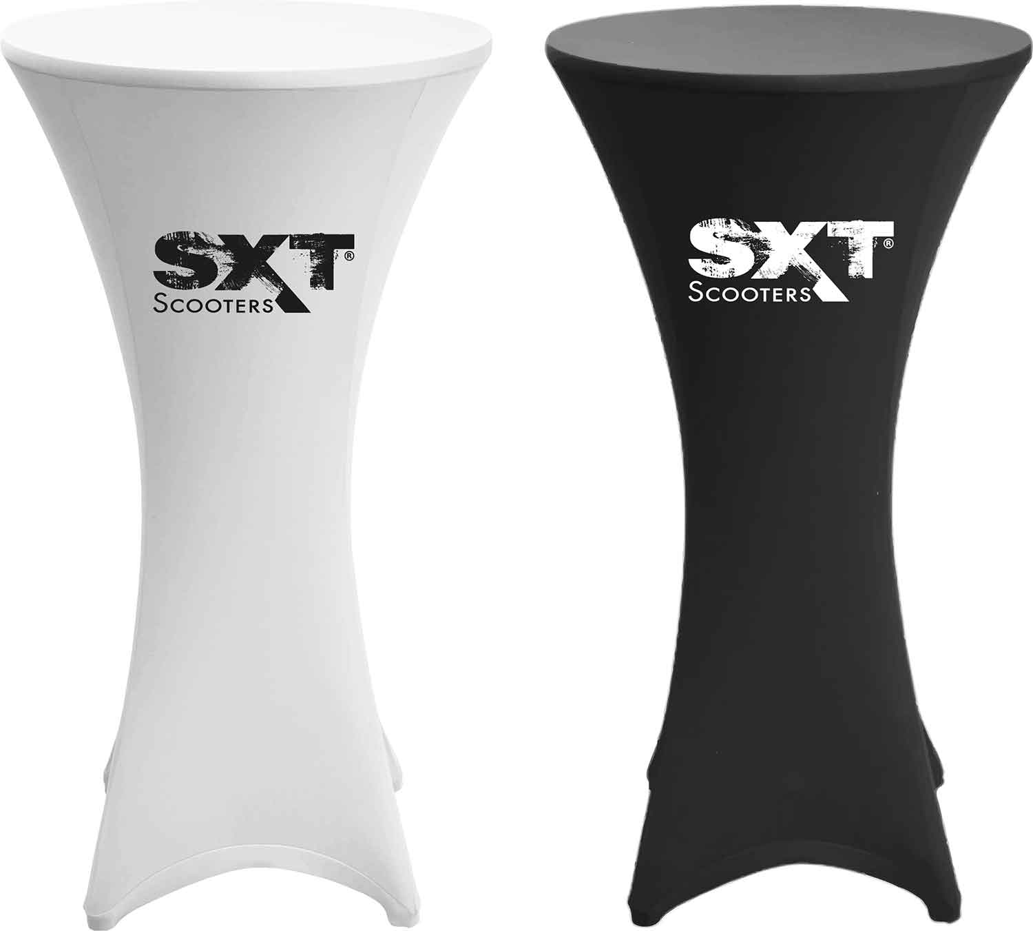 SXT Tischdecke / Überzug - Mit "SXT-Scooters" Logo bedruckter Tisch Überzug für Stehtische Toller Blickfang bei Veranstaltungen und Messen In den Farben schwarz und weiss erhältlich Material: 100% Polyester Maße: 70 x 110 cm - von SXT-Scooters