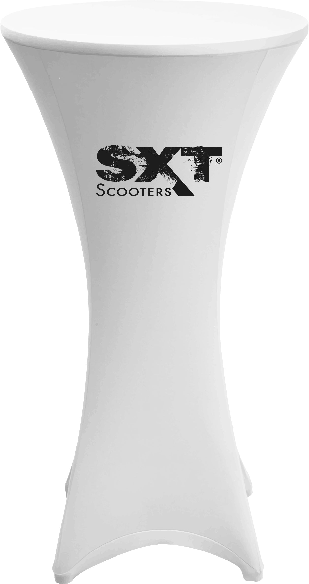 SXT Tischdecke / Überzug - Mit "SXT-Scooters" Logo bedruckter Tisch Überzug für Stehtische Toller Blickfang bei Veranstaltungen und Messen In den Farben schwarz und weiss erhältlich Material: 100% Polyester Maße: 70 x 110 cm - von SXT-Scooters