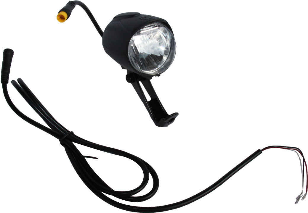 LED Vorderlicht, Frontlicht 12V schwarz - LED Vorderlicht, Frontlicht 12V Betriebsspannung mit E50 Kennzeichen - zugelassen für die Straße Farbe schwarz inkl. Metallhalterung - von SXT-Scooters