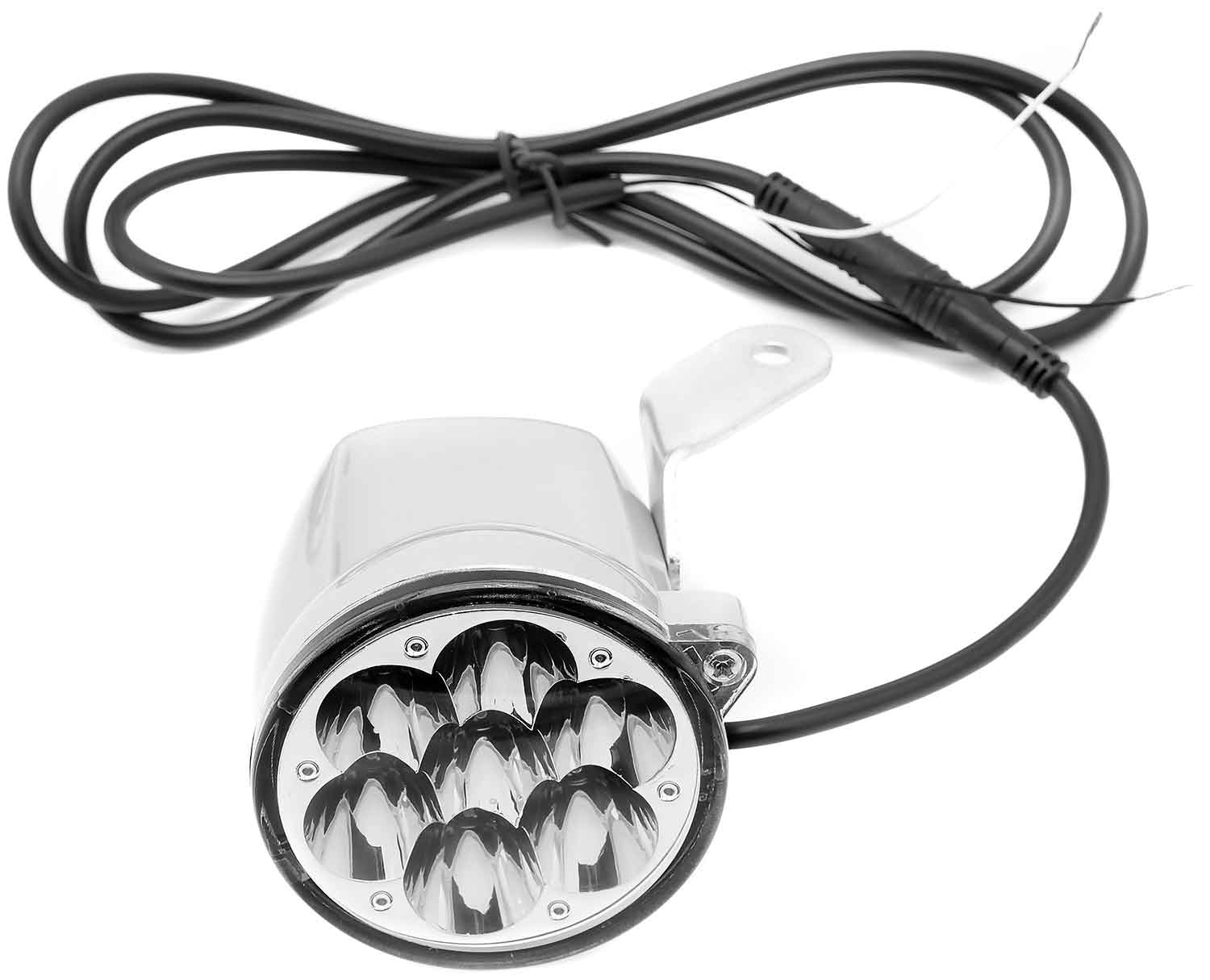 LED Vorderlicht, Frontlicht - LED-Frontlicht, Vorderlicht mit 7 LED´s 12V / 36V / 48V verkabelt Farbe silber - von SXT-Scooters