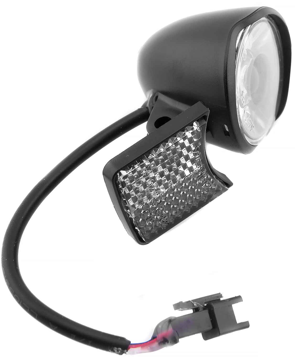 Vorderlicht Set 6V - Passendes Frontlicht für das Modell SXT MAX Ausgangsspannung: 6V Leistung: 0,5W Set bestehend aus: Vorderlicht und Reflektor 2-polige Steckverbindung Durchmesser (Vorderlicht): 3,7 cm Tiefe (Vorderlicht): 4,0 cm Maße (Reflektor): 2,8