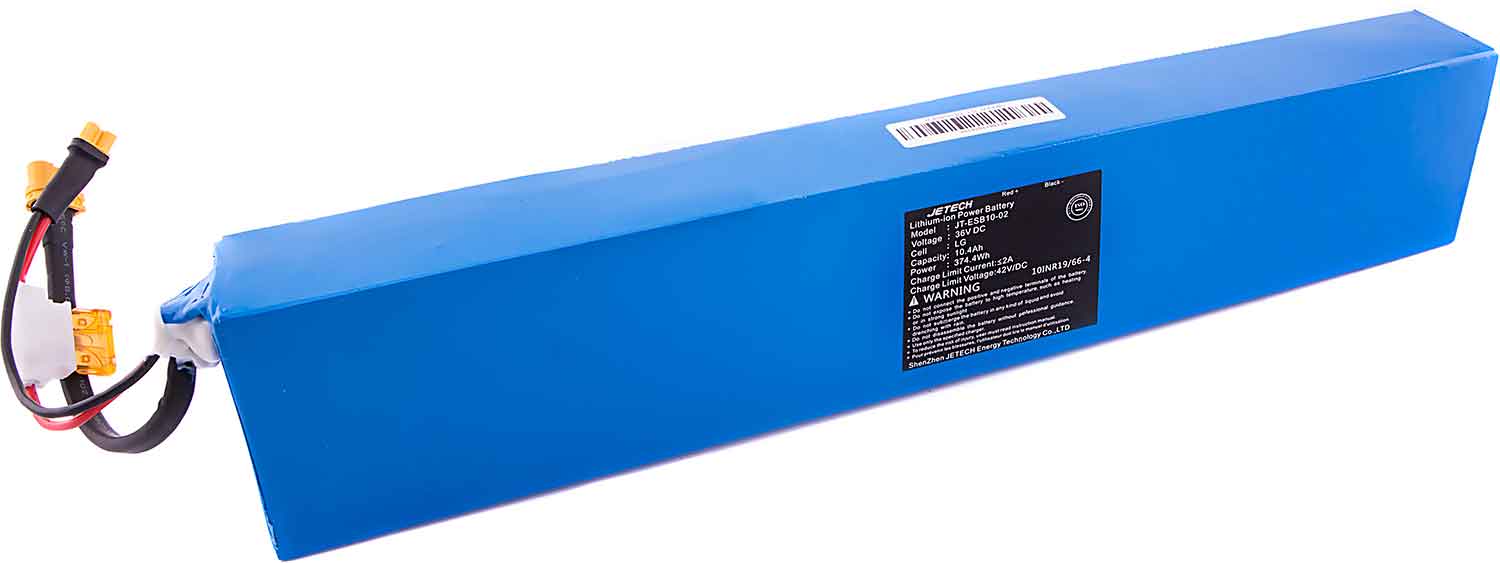 Li-Ion Akku 36V / 10,4Ah - der Lieferumfang beinhaltet: 1x Lithiumakku 1x Flachsicherung 5Ah (bereits verbaut) technische Daten: Akkutyp: Li-Ionen Akku Zelltyp: 18650 LG Li-Zellen Betriebspannung: 36V Kapazität in Ah: 10,4 Kapazität in Wh: 374,4 Maße: 40,